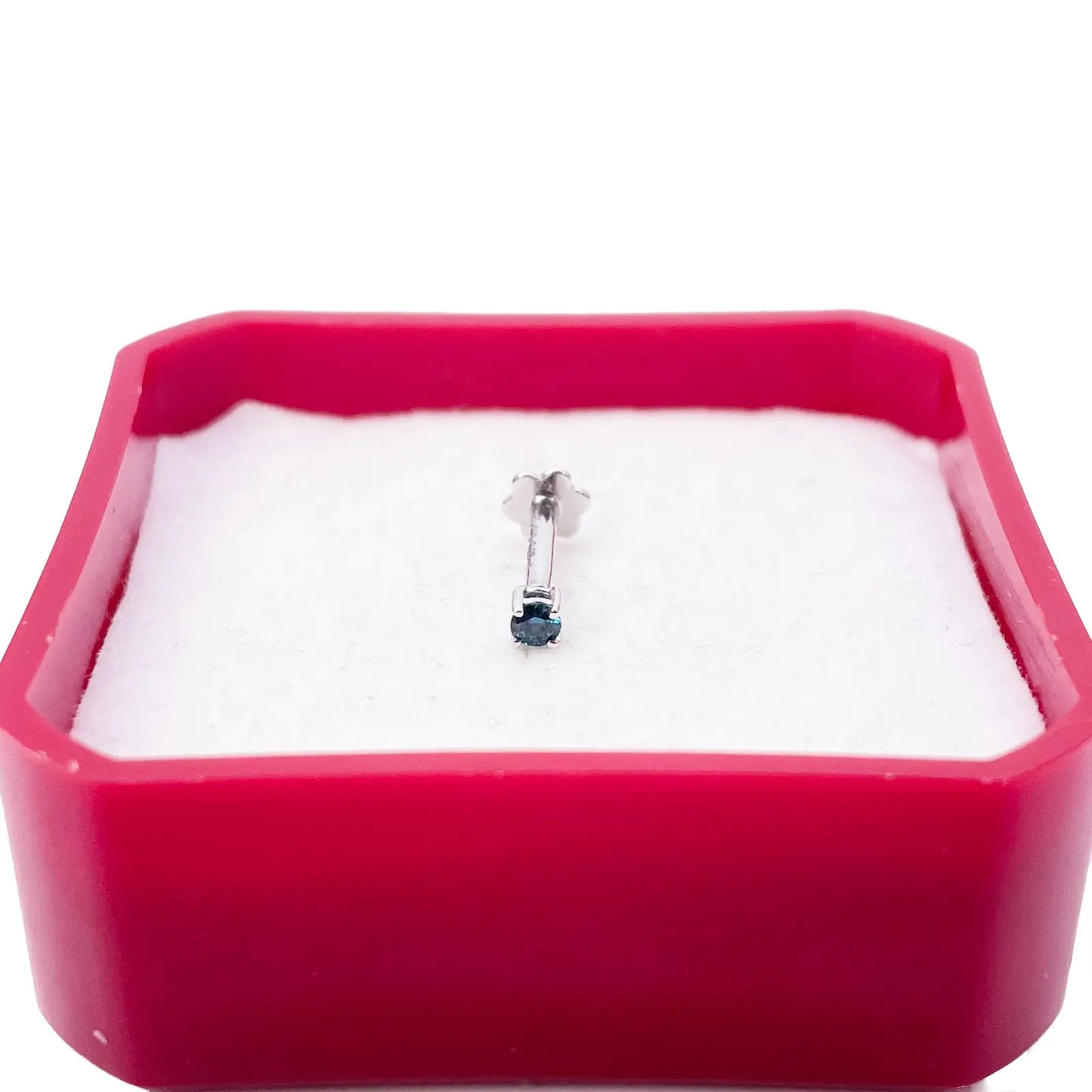 18ct White Or Rose Gold Blue Diamond Nose Stud Pin 0.03ct 4 claw 2mm Width  Body Piercings