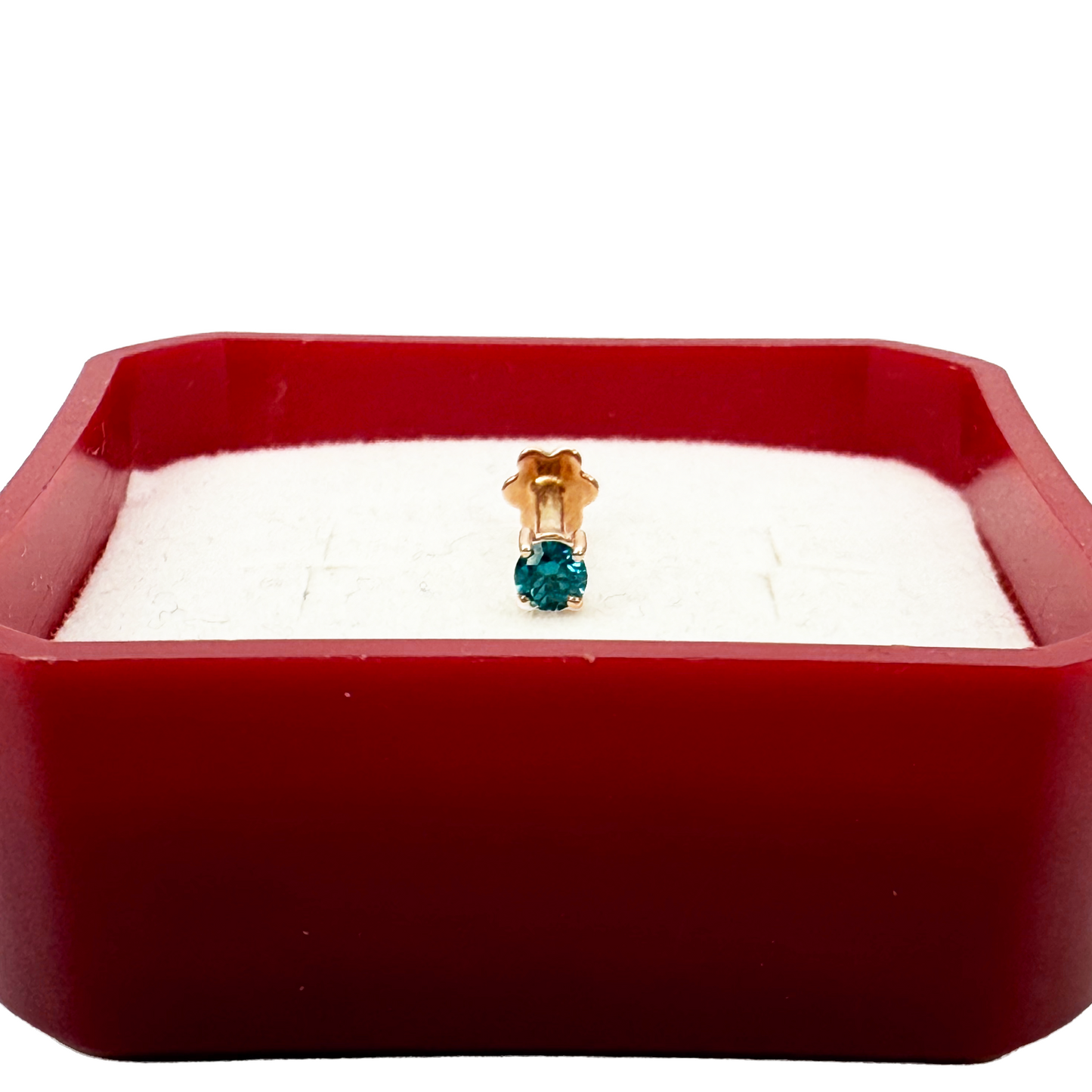 18ct White Or Rose Gold Blue Diamond Nose Stud Pin 0.08ct 4 claw 2.6mm Width 