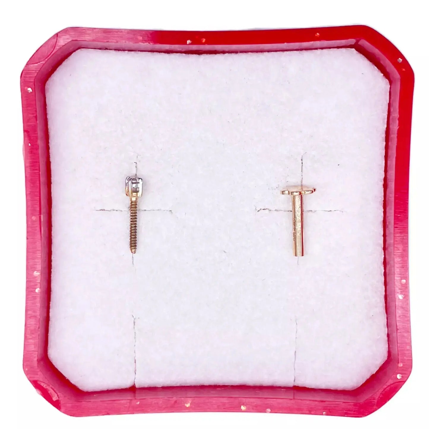 18ct White Or Yellow Gold Diamond Nose Stud Pin 0.02ct 4 claw 1.7mm Width 