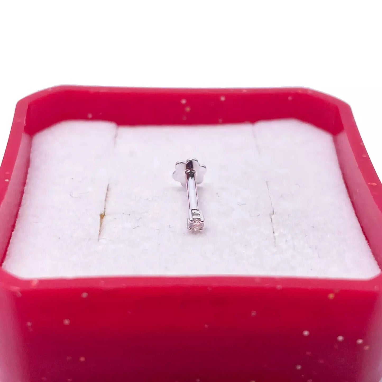 18ct White Or Yellow Gold Diamond Nose Stud Pin 0.02ct 4 claw 1.7mm Width 