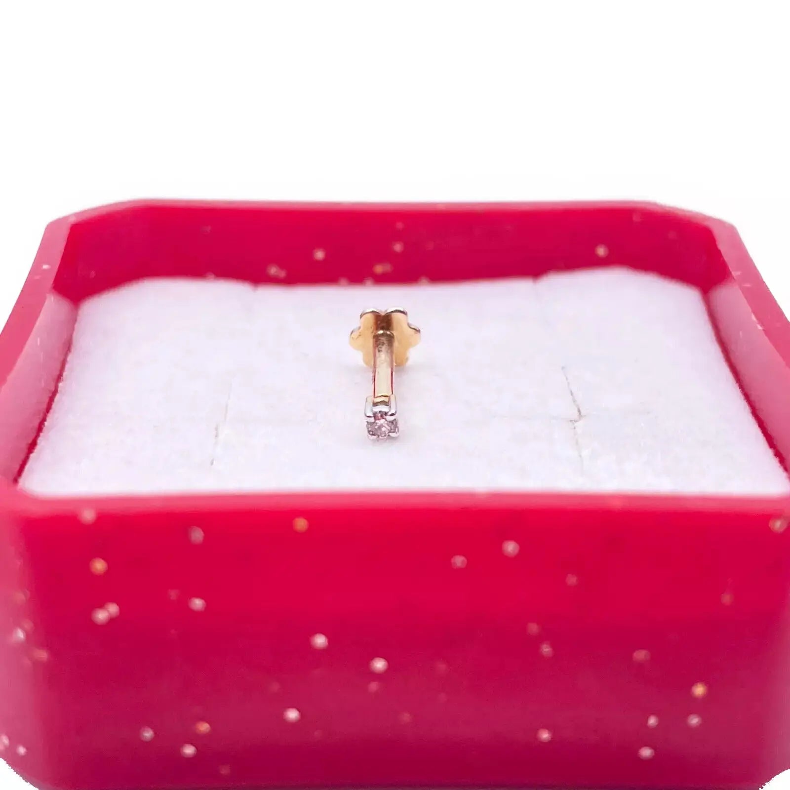 18ct White Or Yellow Gold Diamond Nose Stud Pin 0.02ct 4 claw 1.7mm Width 