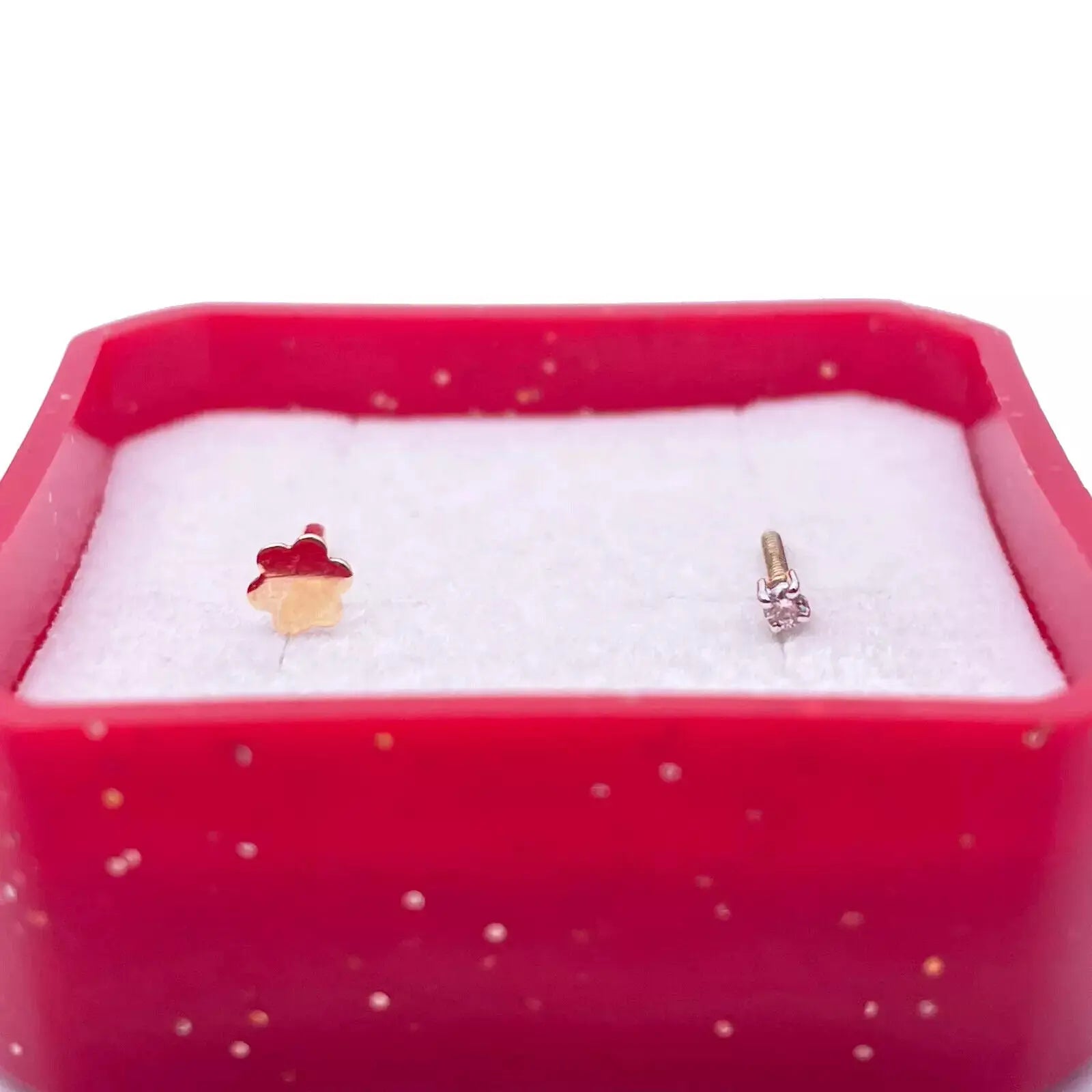 18ct White Or Yellow Gold Diamond Nose Stud Pin 0.02ct 4 claw 1.7mm Width  Body Piercings