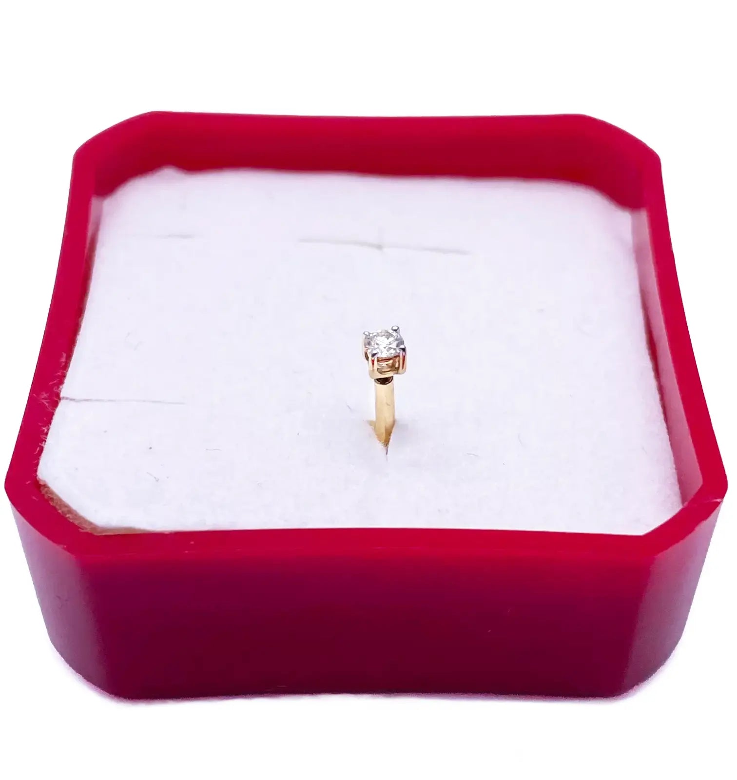 18ct White Or Yellow Gold Diamond Nose Stud Pin 0.05ct 4 claw 2.3mm Width 