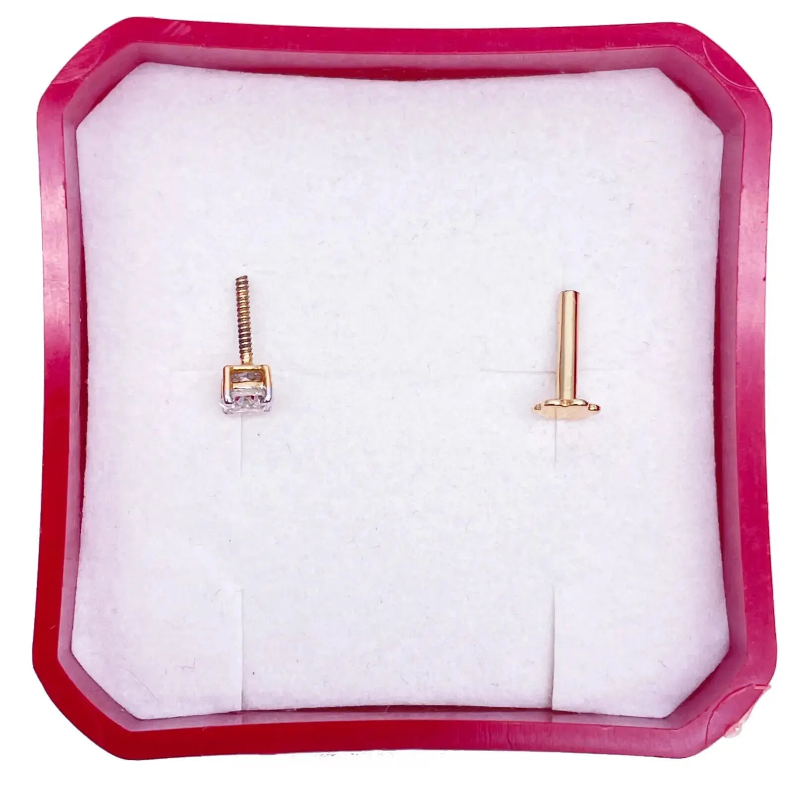 18ct White Or Yellow Gold Diamond Nose Stud Pin 0.12ct 4claw 3.0mm Width 