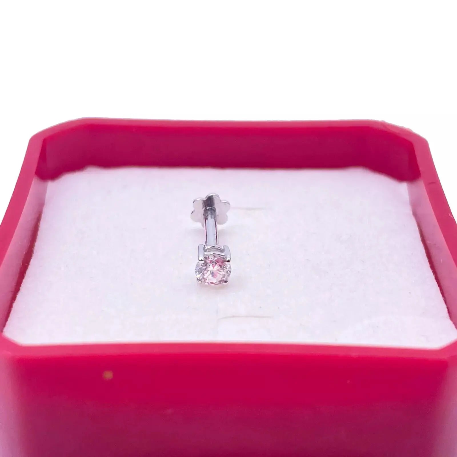 18ct White Or Yellow Gold Diamond Nose Stud Pin 0.12ct 4claw 3.0mm Width 