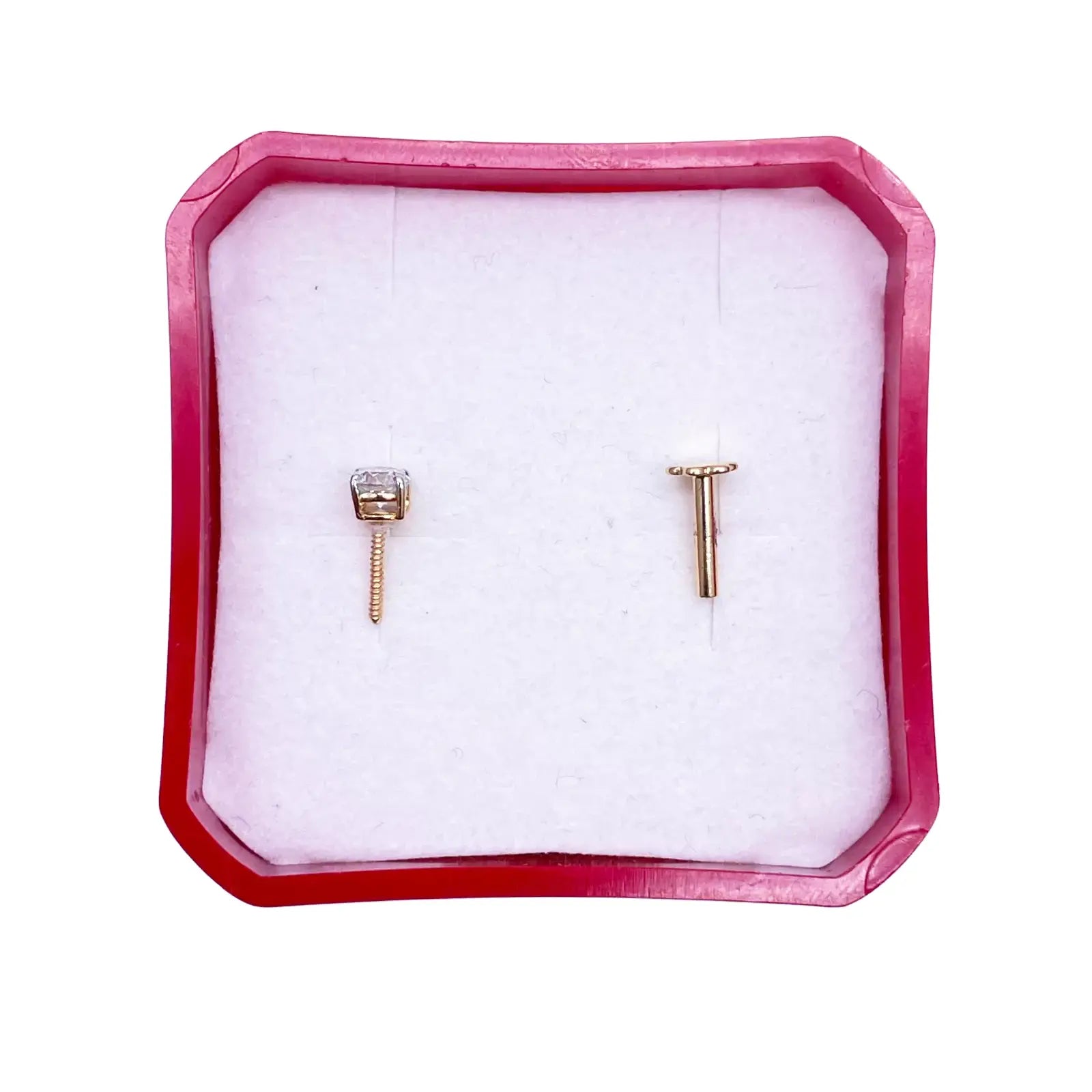 18ct White Or Yellow Gold Diamond Nose Stud Pin 0.15ct 4claw 3.4mm Width 