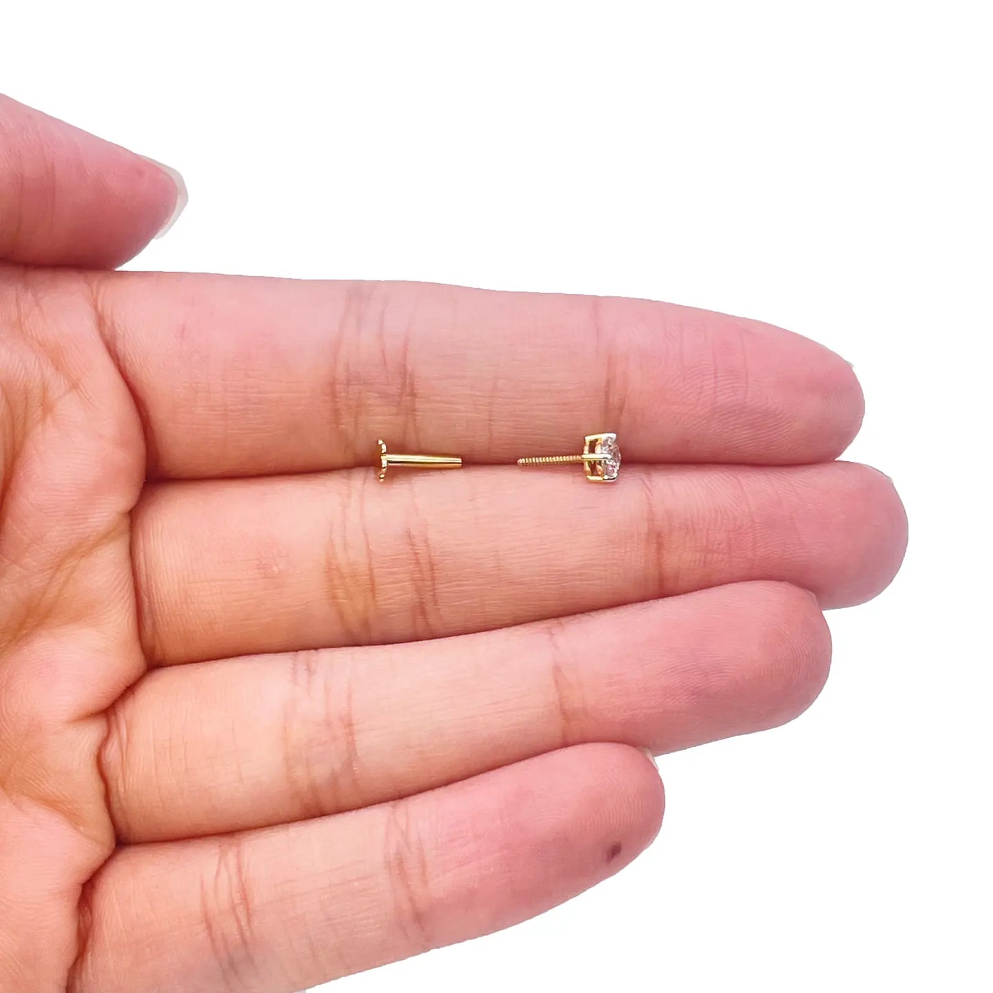 18ct White Or Yellow Gold Diamond Nose Stud Pin 0.15ct 4claw 3.4mm Width 