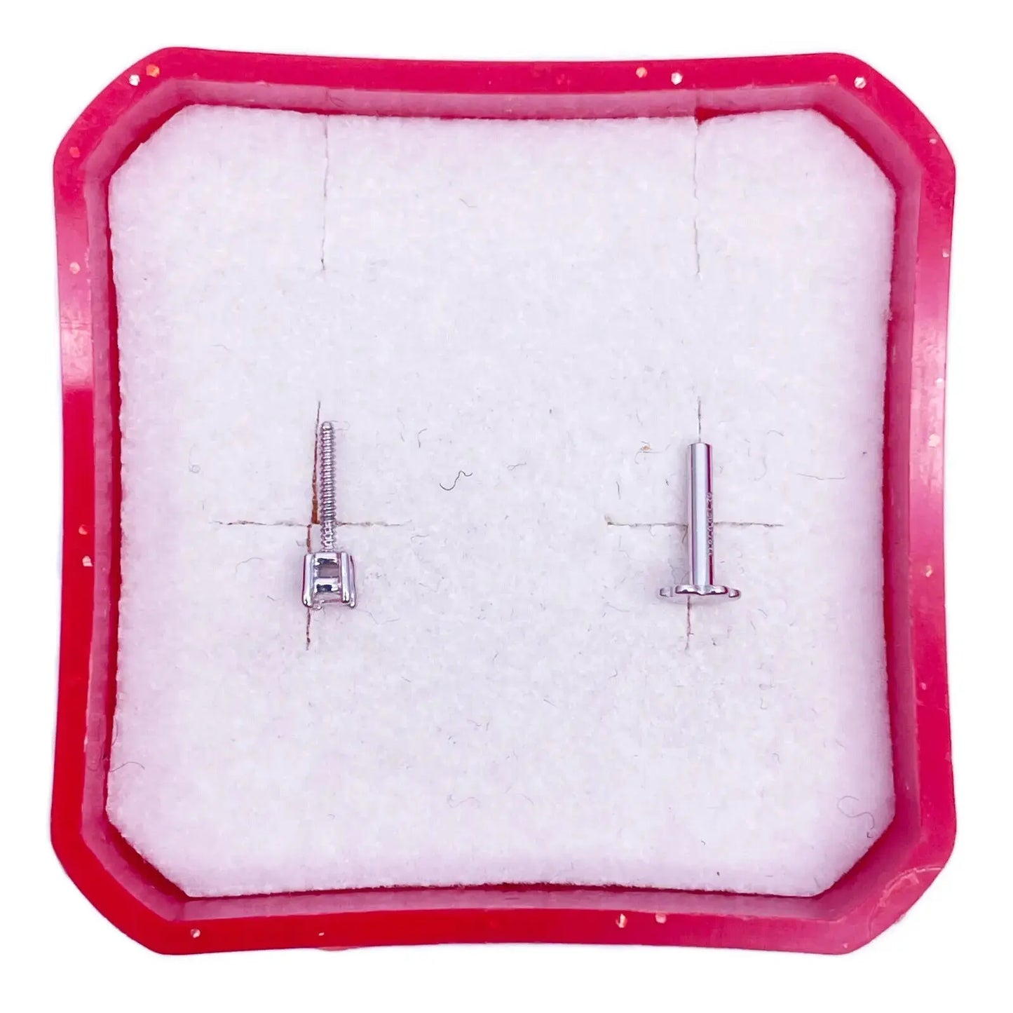 18ct White Or Yellow Gold Princess Diamond Nose Stud Pin 0.03ct 4 claw 2.2mm  Body Piercings