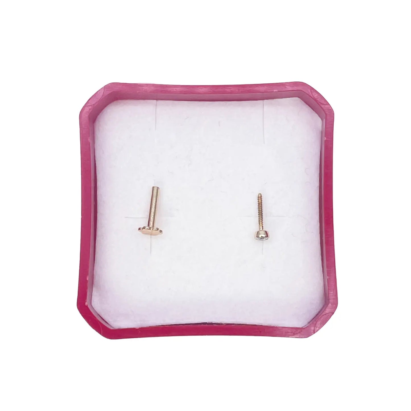 18ct White/Yellow Gold Diamond Bezel Nose Stud Pin 0.02ct 