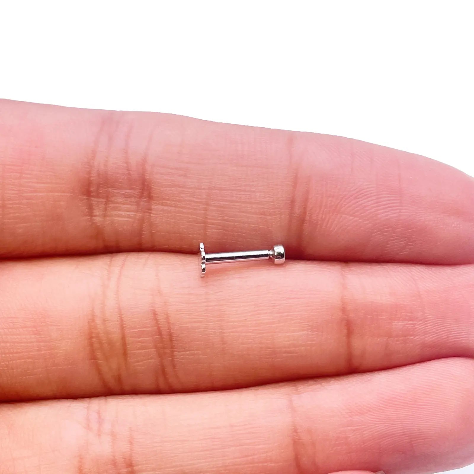 18ct White/Yellow Gold Diamond Bezel Nose Stud Pin 0.02ct 