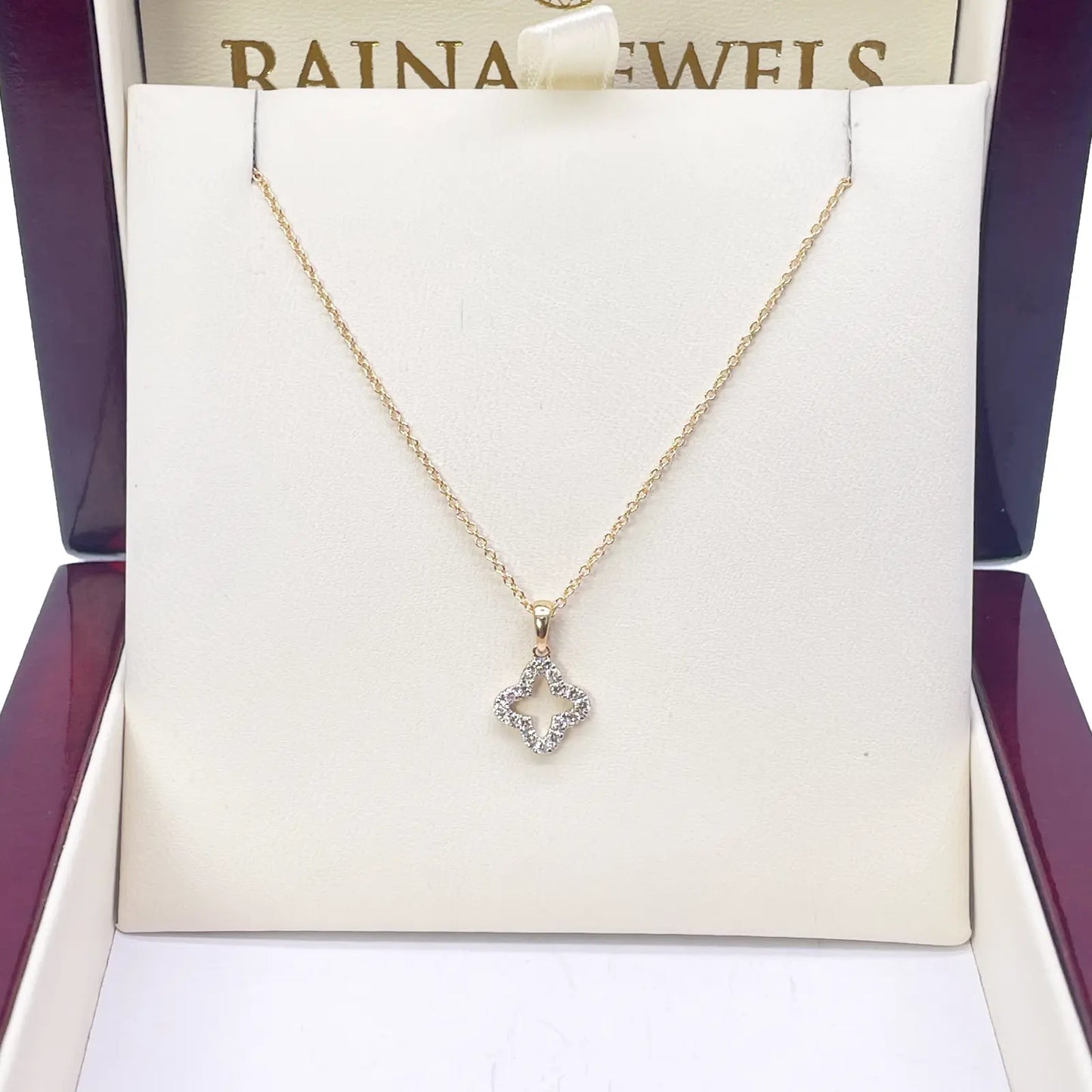 18ct Yellow Gold Diamond Clover Necklace Stud Earrings Matching Set 0.38ct 