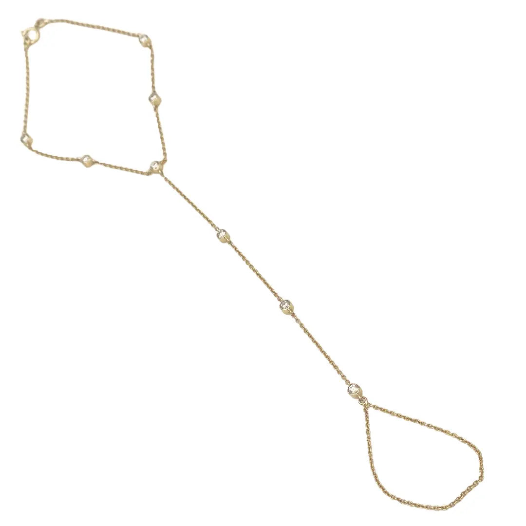 18ct Yellow Gold Diamond Finger & Hand Chain Bracelet 0.40ct 8.5inches  Diamond Bracelets