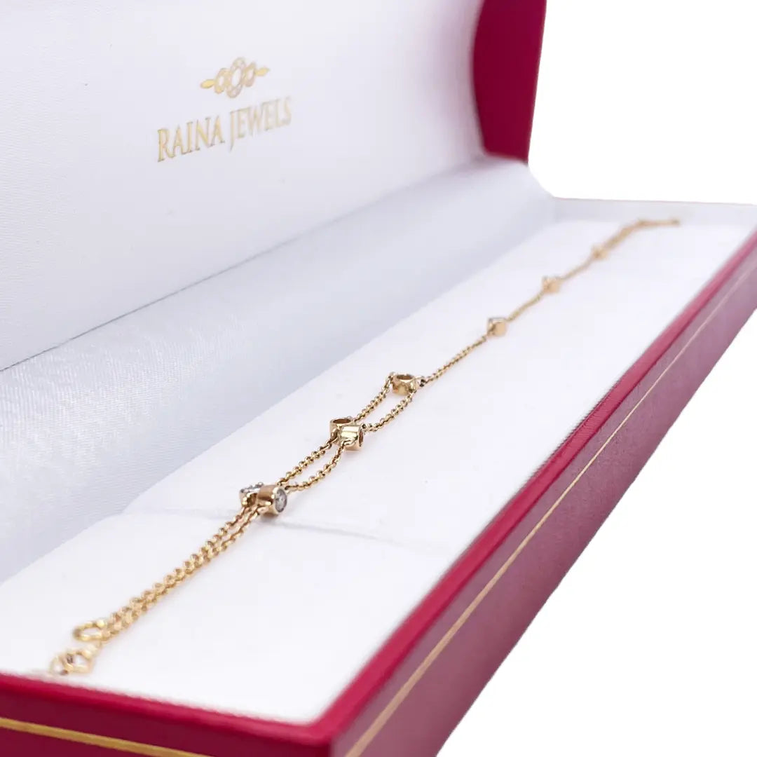 18ct Yellow Gold Diamond Finger & Hand Chain Bracelet 0.40ct 8.5inches  Diamond Bracelets