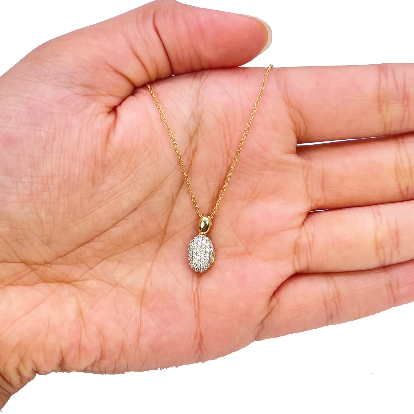 18ct Yellow Gold Diamond Oval Necklace Stud Earrings Matching Set 0.53ct 