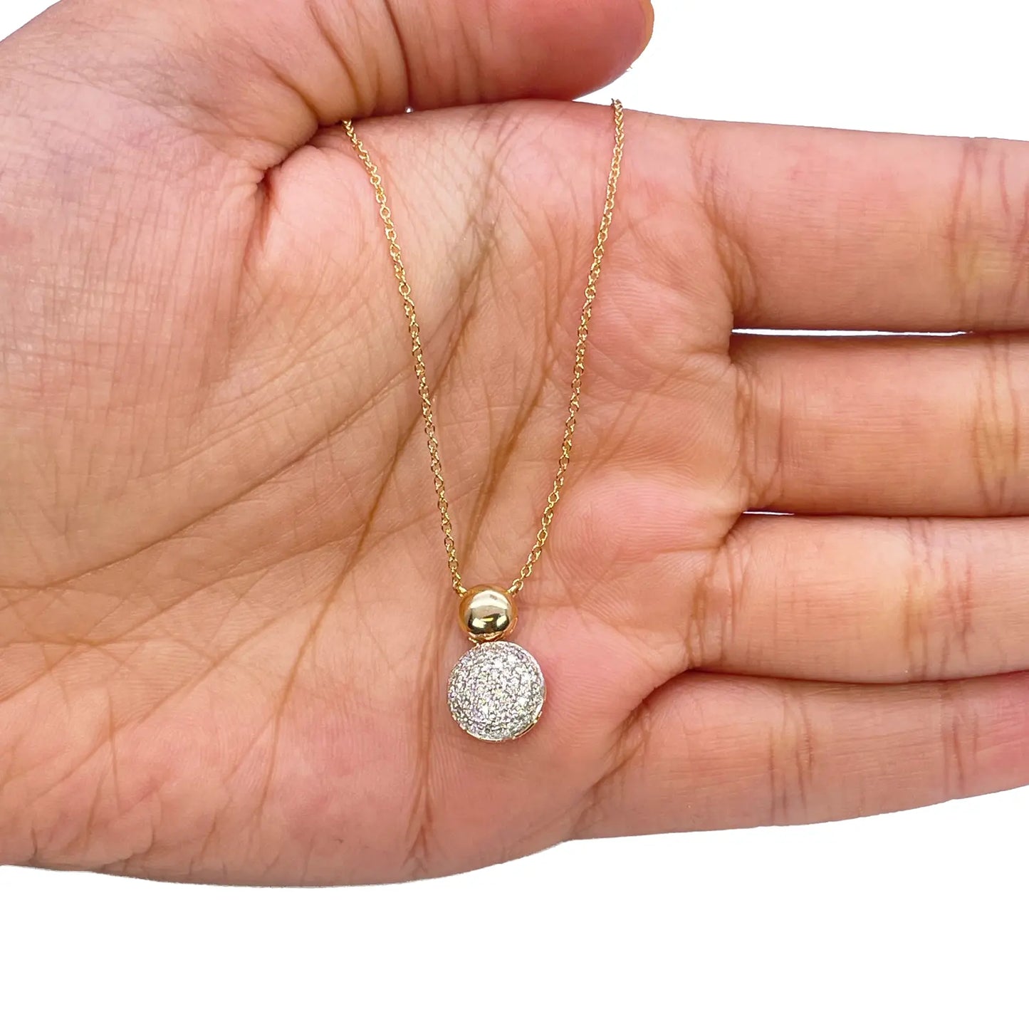 18ct Yellow Gold Diamond Round Necklace Stud Earrings Matching Set 0.58ct 