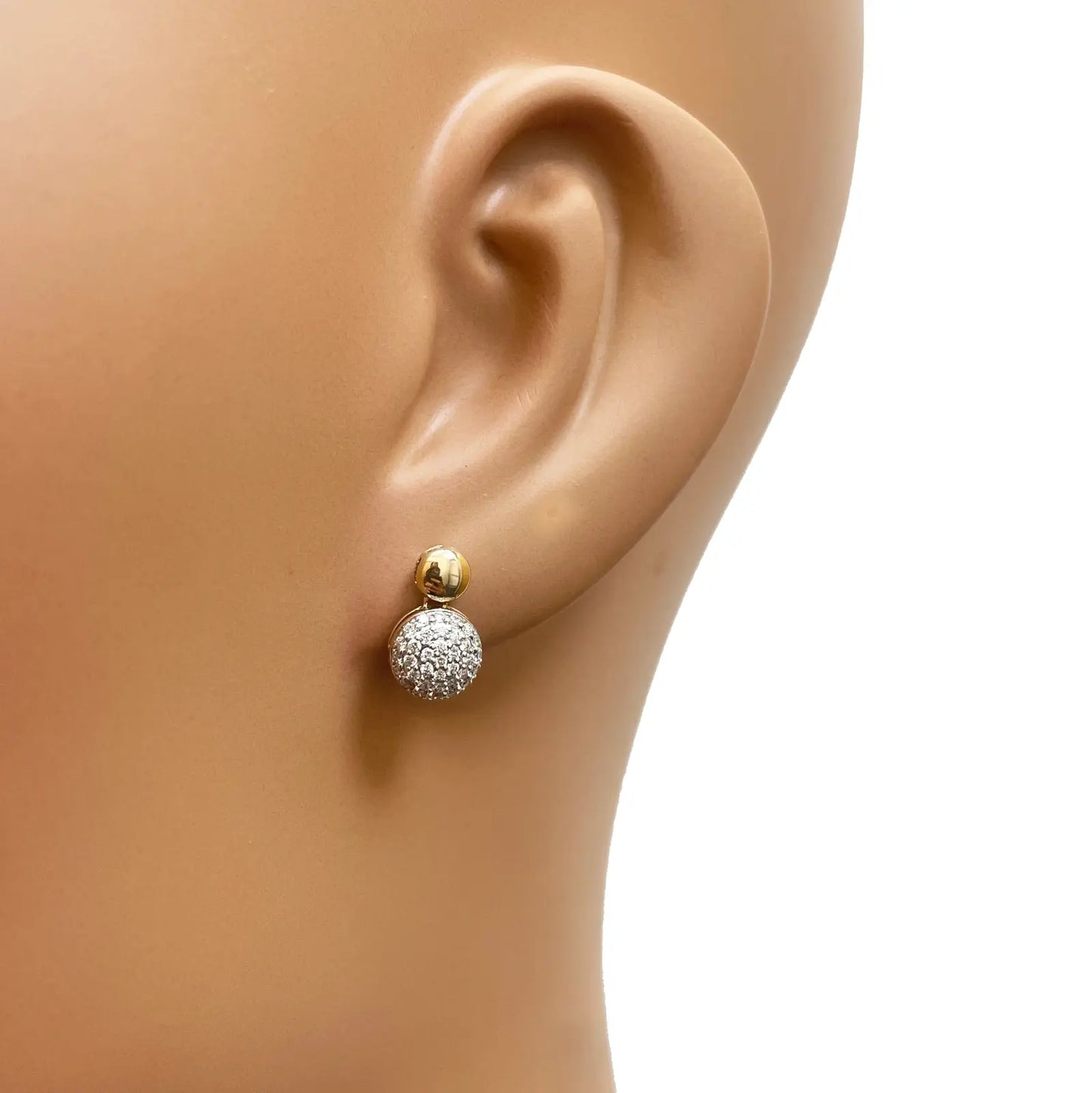 18ct Yellow Gold Diamond Round Necklace Stud Earrings Matching Set 0.58ct 