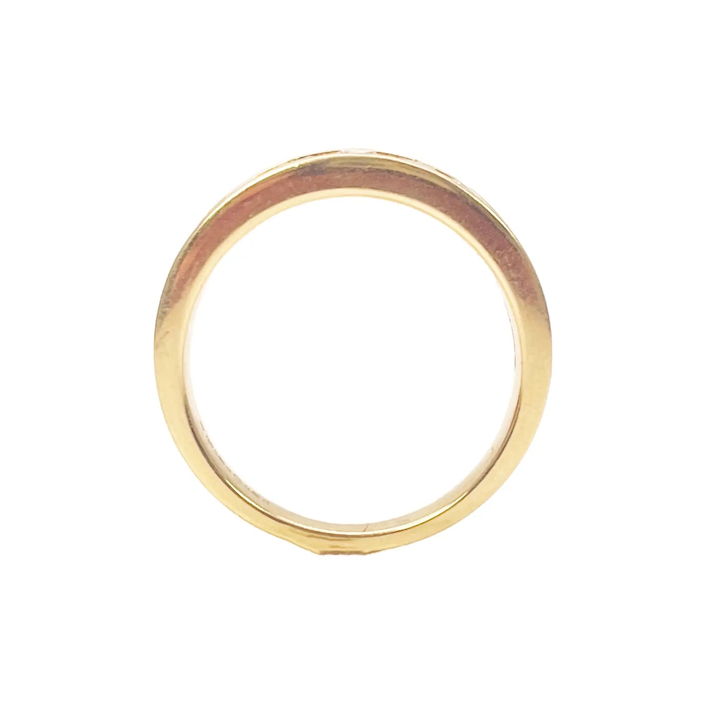 18ct Yellow Gold Diamond & Emerald 7 Stone Half Eternity Channel Set Ring 0.70ct 