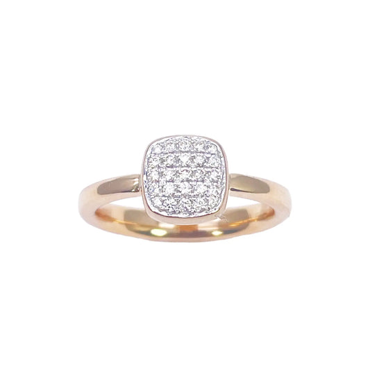 18ct Yellow Gold Elegant Diamond Square Ring 0.16ct  Diamond Ring