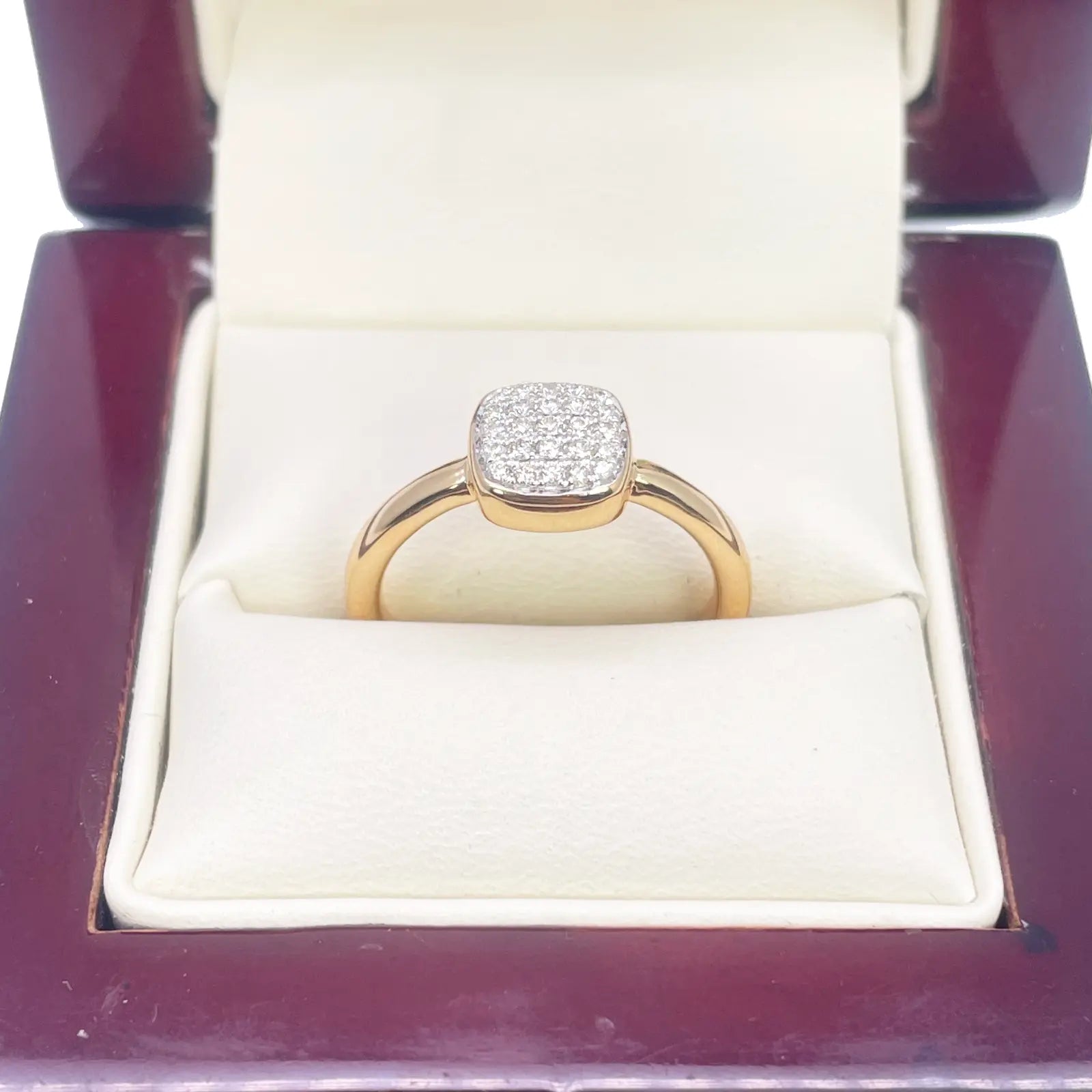 18ct Yellow Gold Elegant Diamond Square Ring 0.16ct  Diamond Ring