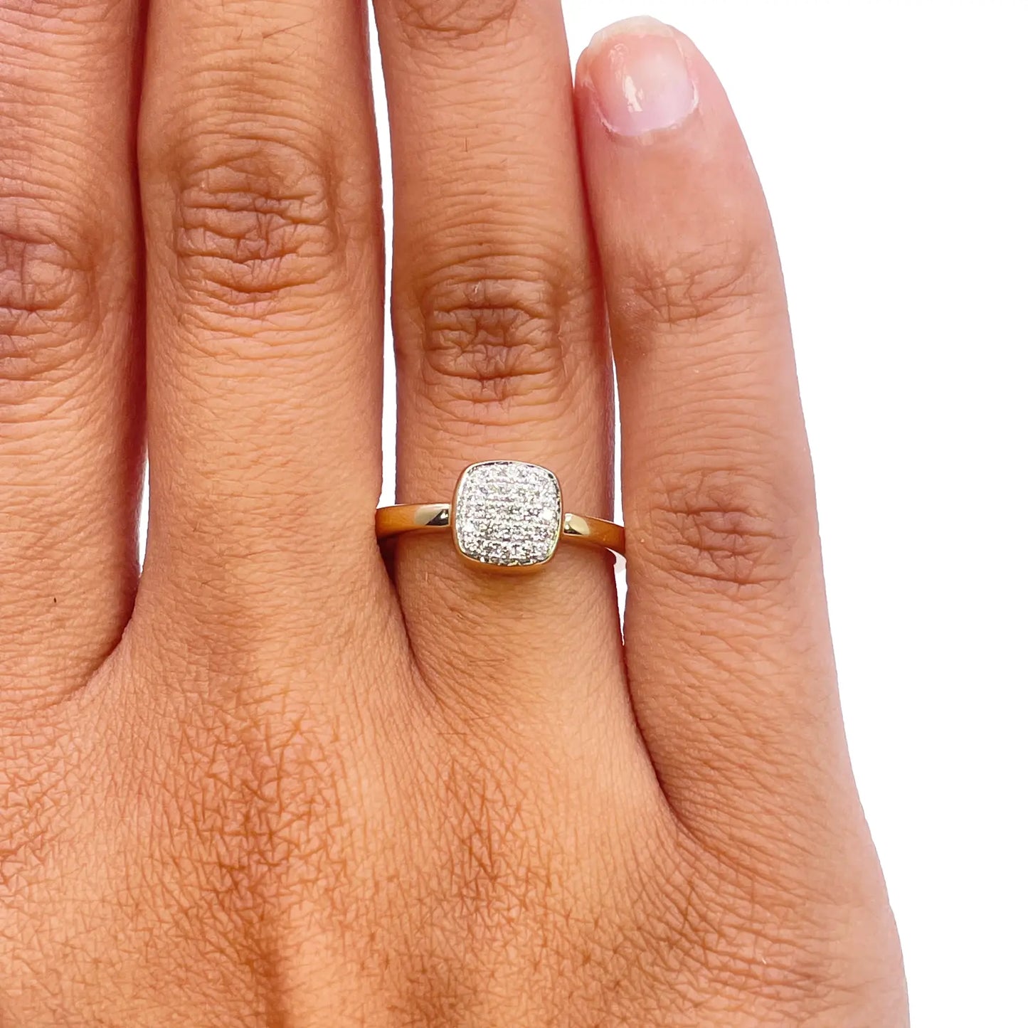 18ct Yellow Gold Elegant Diamond Square Ring 0.16ct  Diamond Ring