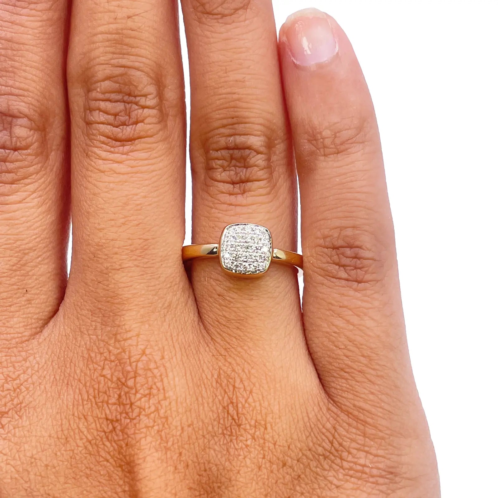 18ct Yellow Gold Elegant Diamond Square Ring 0.16ct  Diamond Ring