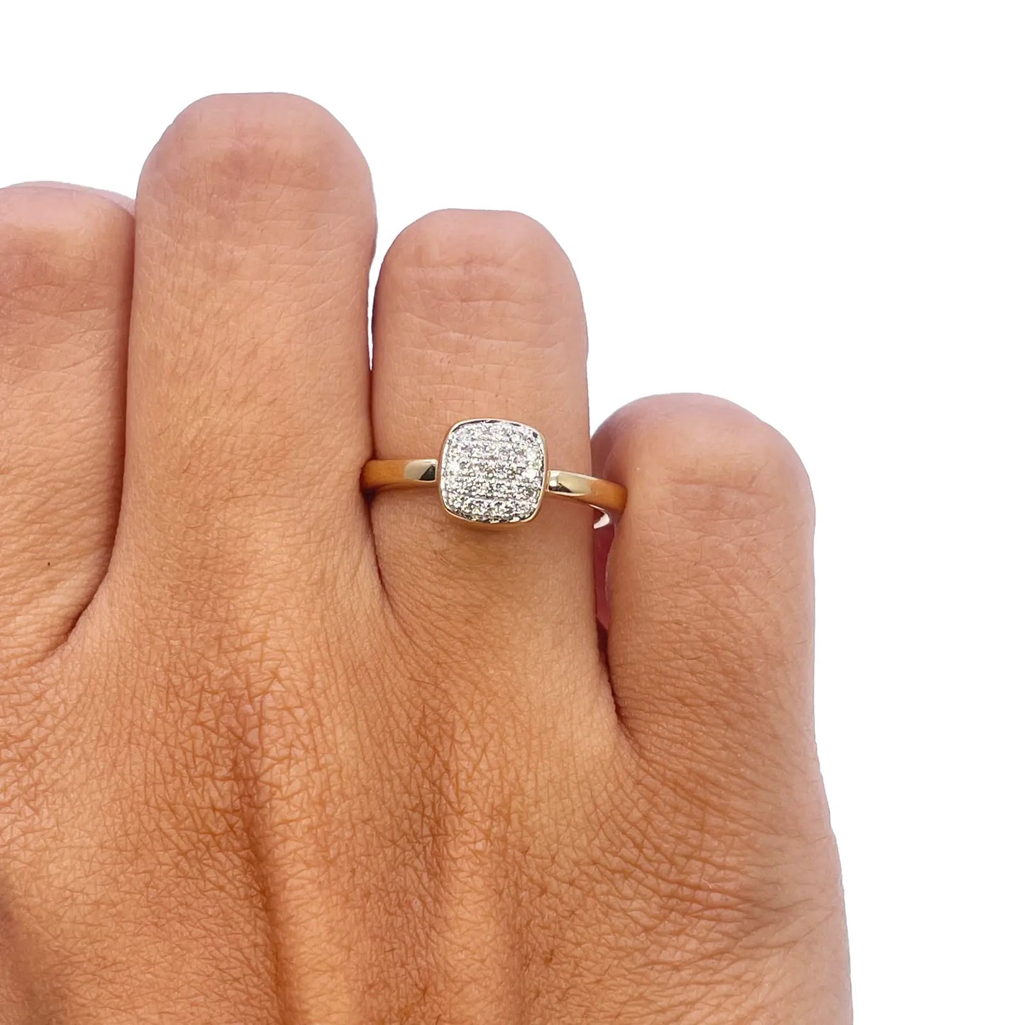 18ct Yellow Gold Elegant Diamond Square Ring 0.16ct  Diamond Ring