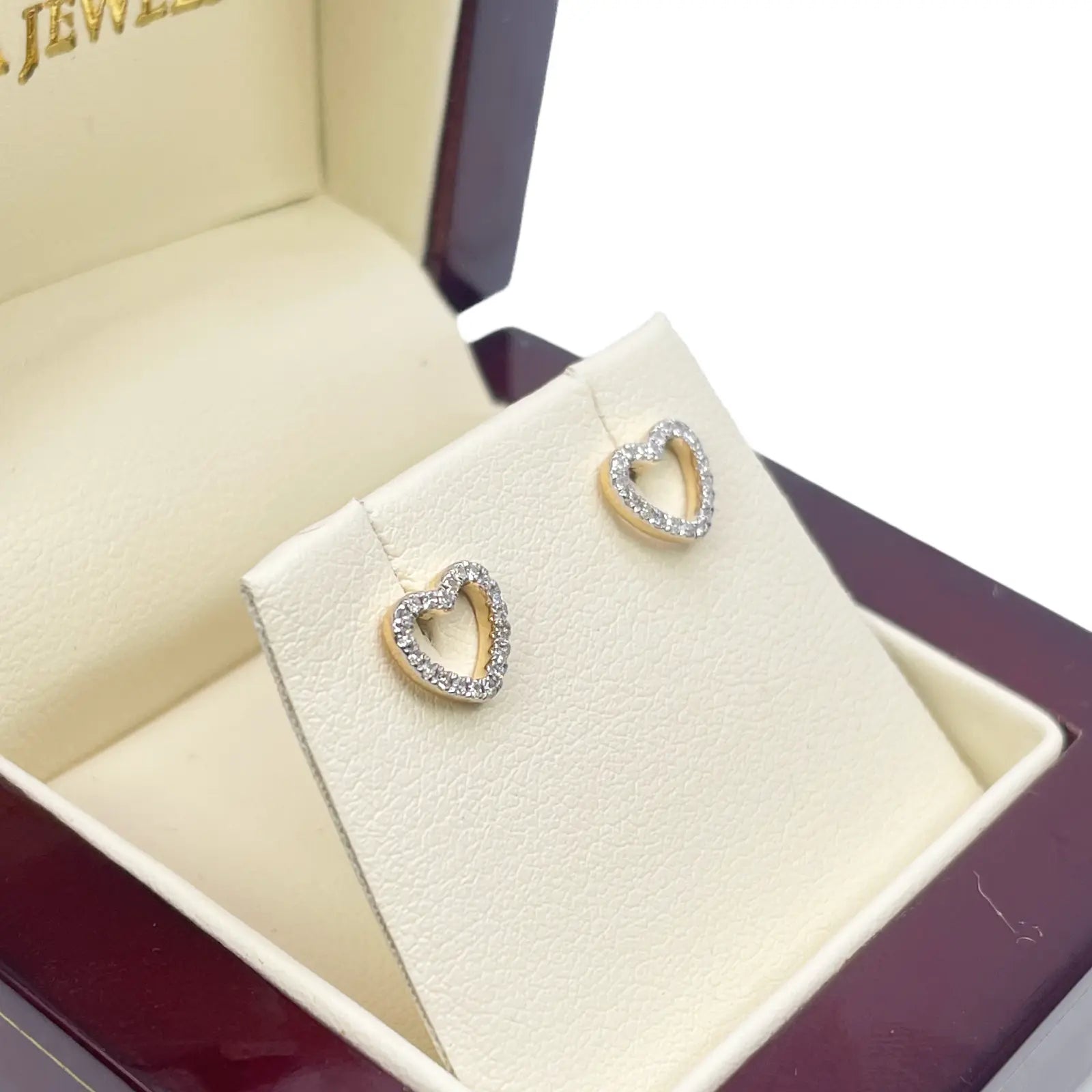 18ct Yellow Gold Heart Natural Diamond Stud Earrings 0.12ct 