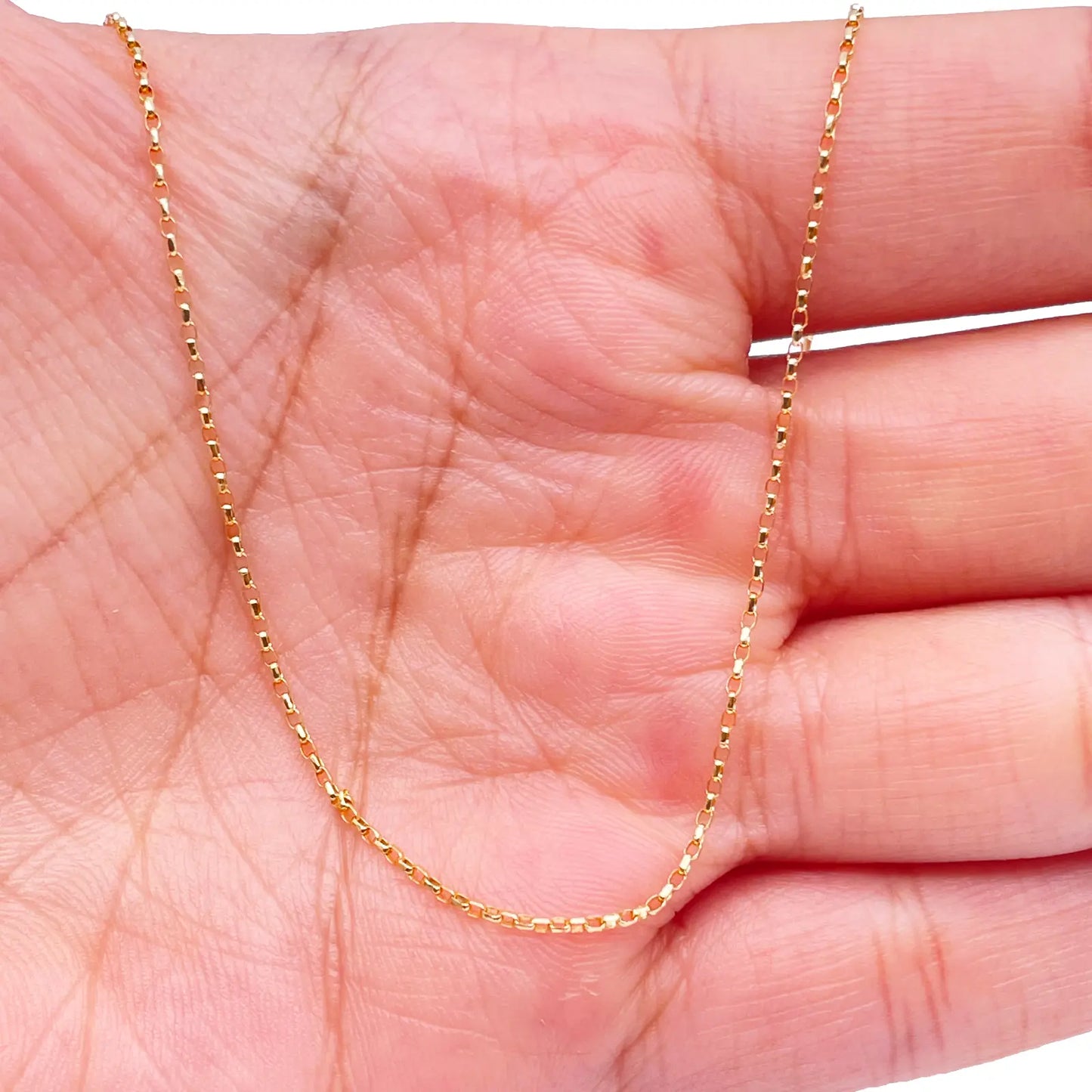 18ct Yellow Gold High Polished Belcher Chain/Necklace 18''inches 1mm 