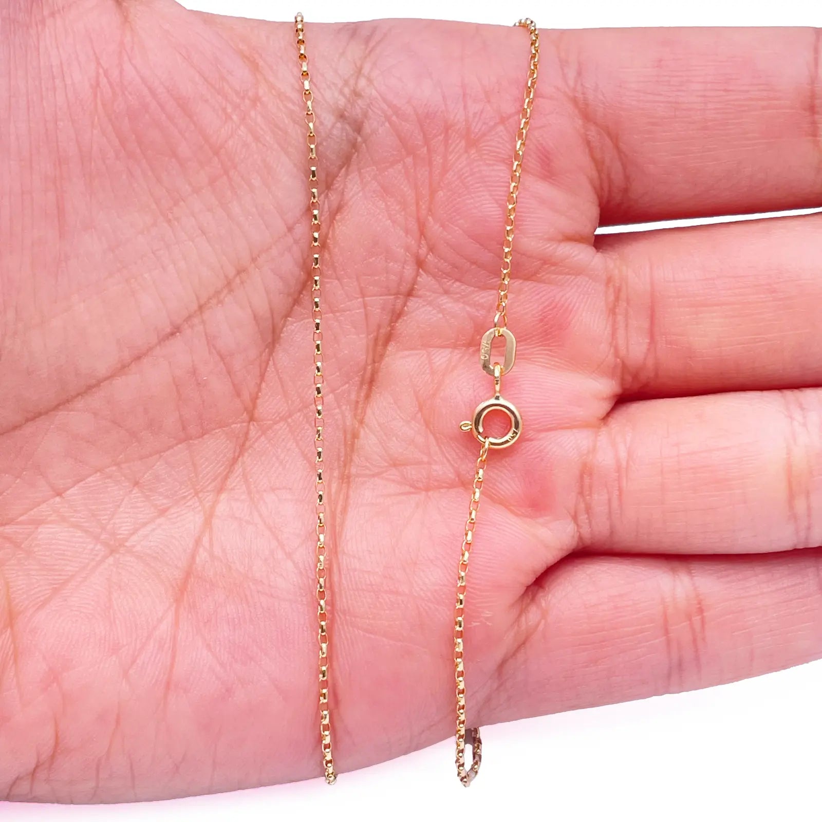 18ct Yellow Gold High Polished Belcher Chain/Necklace 18''inches 1mm 