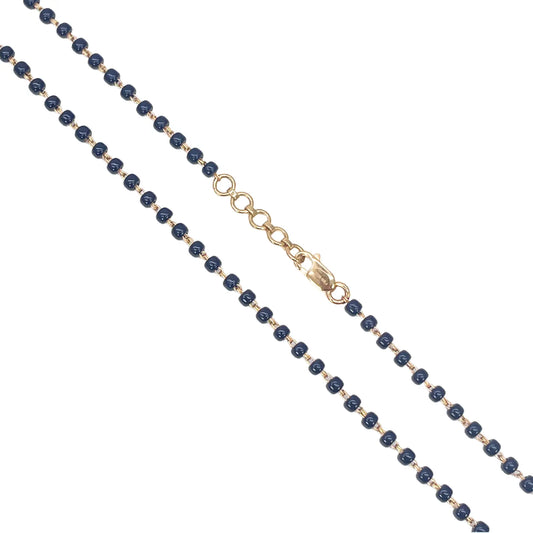 18ct Yellow Gold Mangalsutra Chain Black Beaded Necklace 18 inches 2.7mm Width