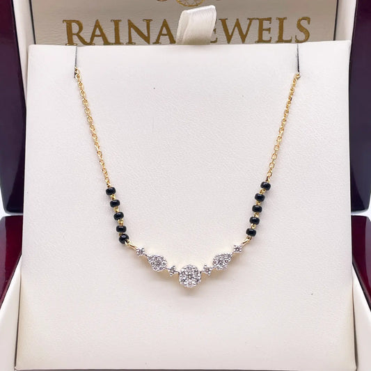 18ct Yellow Gold Natural Diamond 0.51ct Round & Pear Pendant Mangalsutra Necklace IGI Certified  Mangalsutra Chains