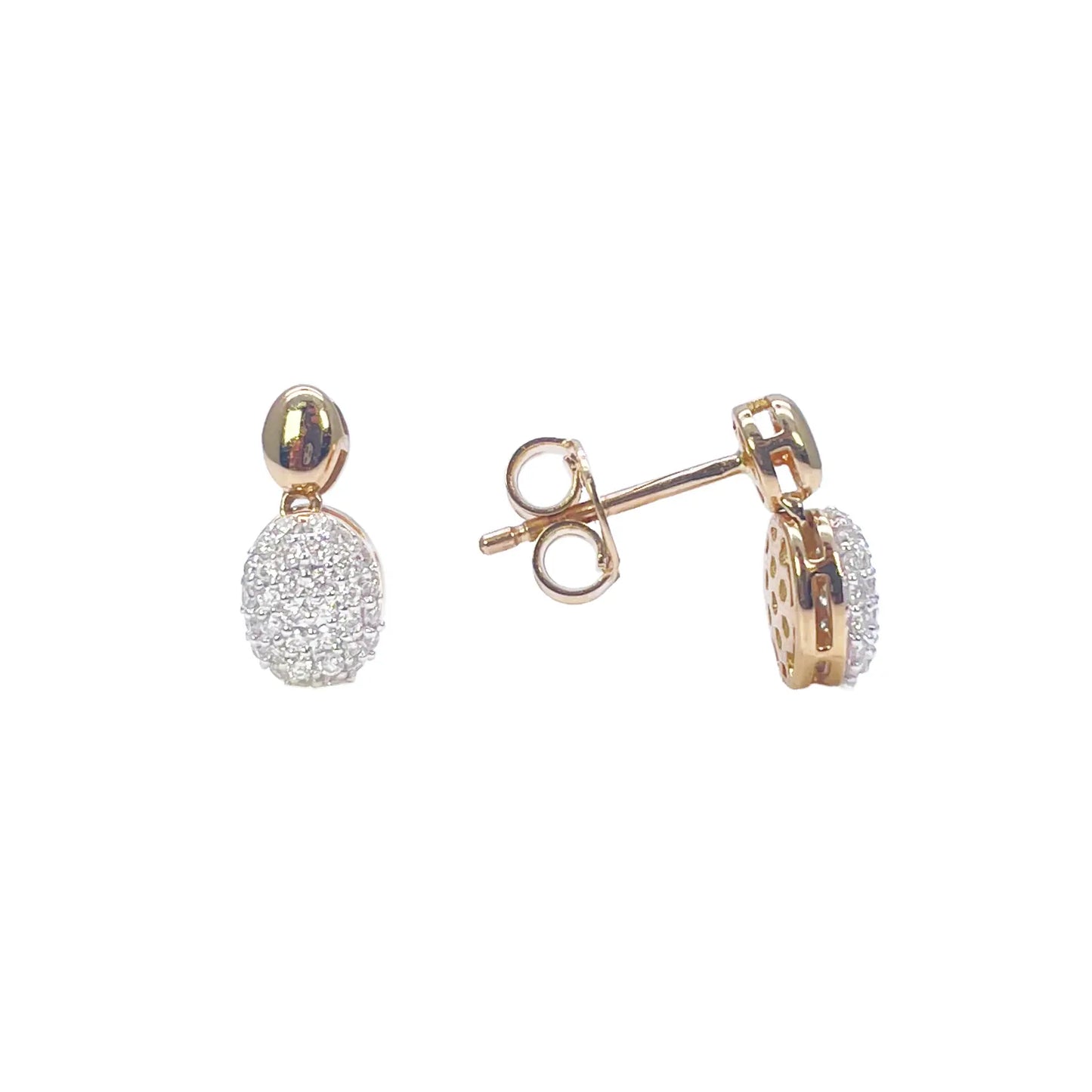 18ct Yellow Gold Natural Diamond Oval Drop/Dangle Stud Earrings 0.30ct 