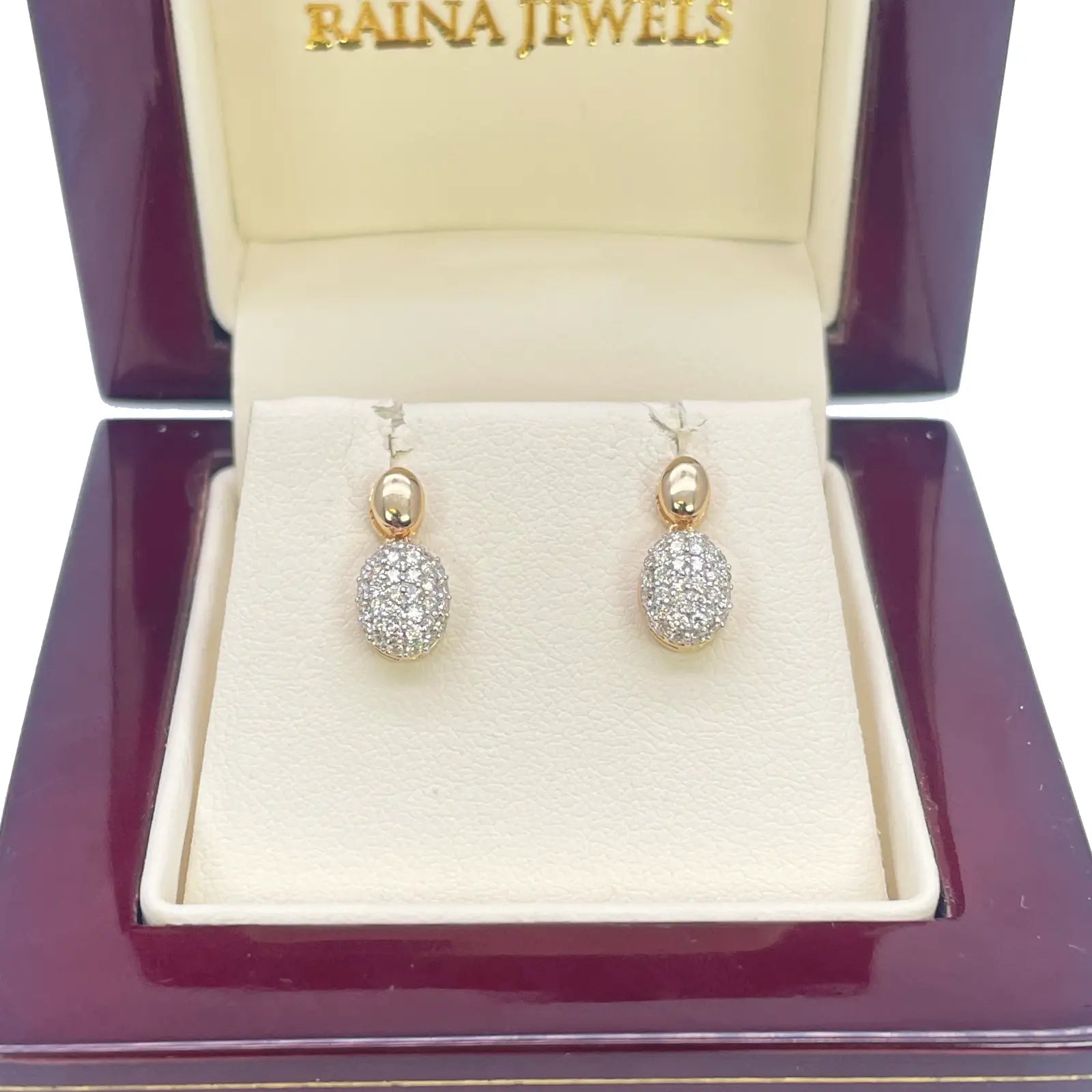 18ct Yellow Gold Natural Diamond Oval Drop/Dangle Stud Earrings 0.30ct 