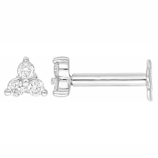 18ct Yellow Gold Natural Round Diamond Three Stone Nose Stud 0.05ct 