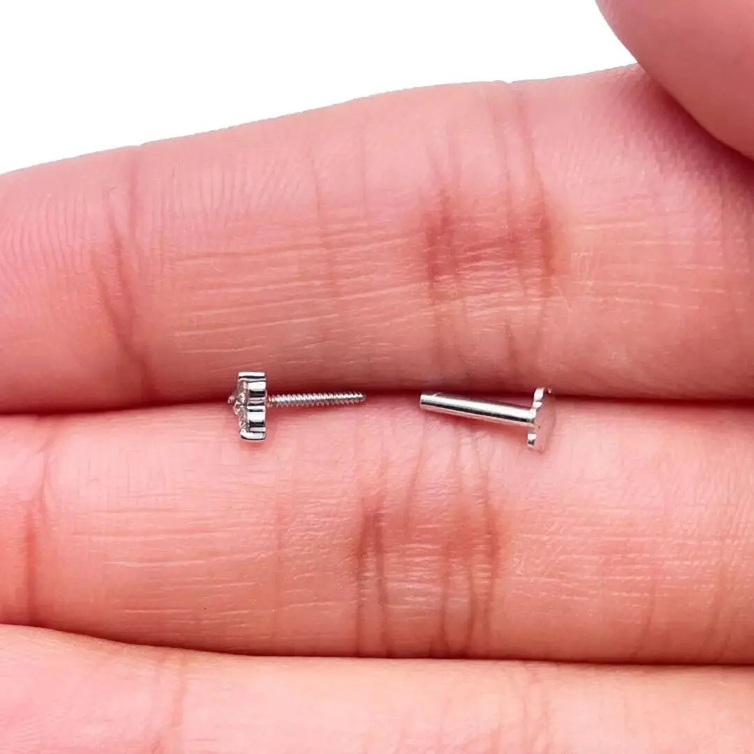 18ct Yellow Gold Natural Round Diamond Three Stone Nose Stud 0.05ct 