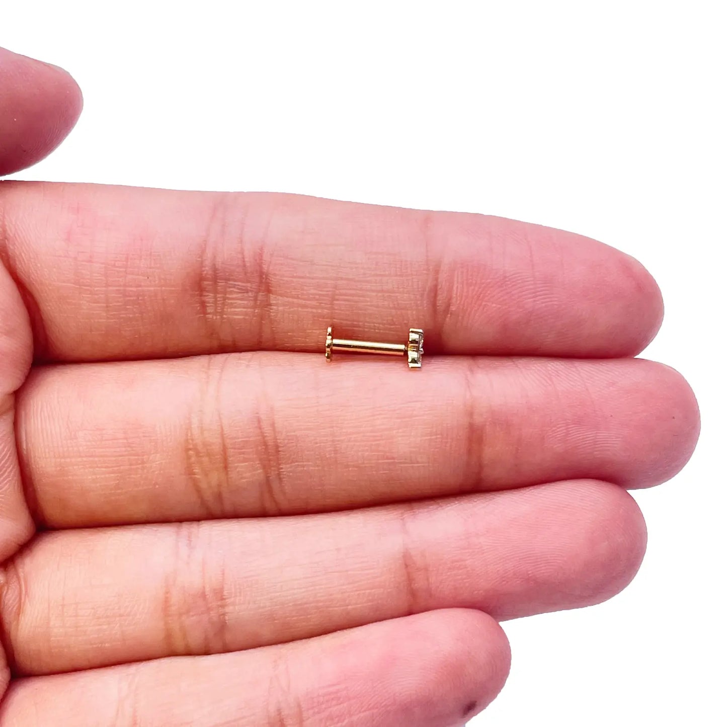 18ct Yellow Gold Natural Round Diamond Three Stone Nose Stud 0.05ct 