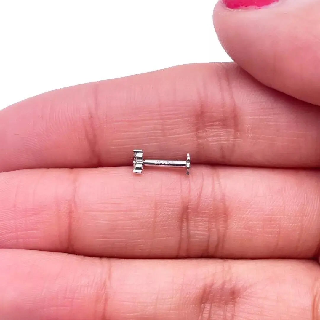 18ct Yellow Gold Natural Round Diamond Three Stone Nose Stud 0.05ct 