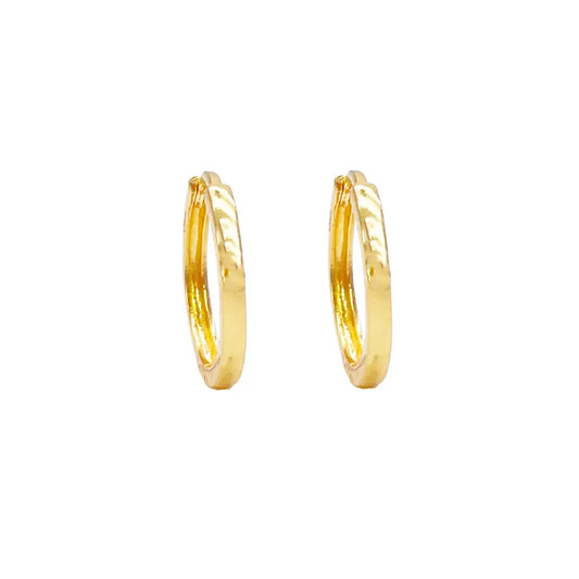 18ct Yellow Gold Pair Of High Polished Plain Hoop Huggie Earrings 9.3mm Diameter 