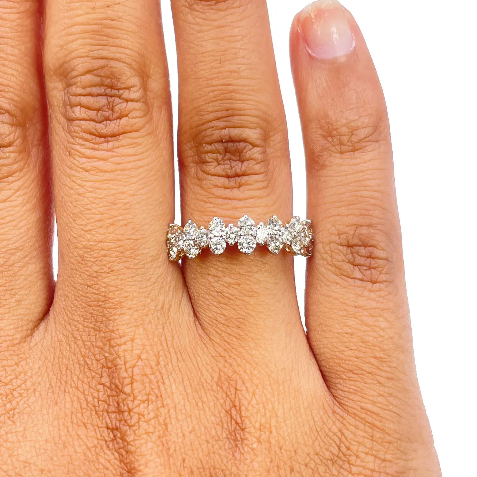 18ct Yellow Gold Prong Diamond Half Eternity Band 1.04ct 