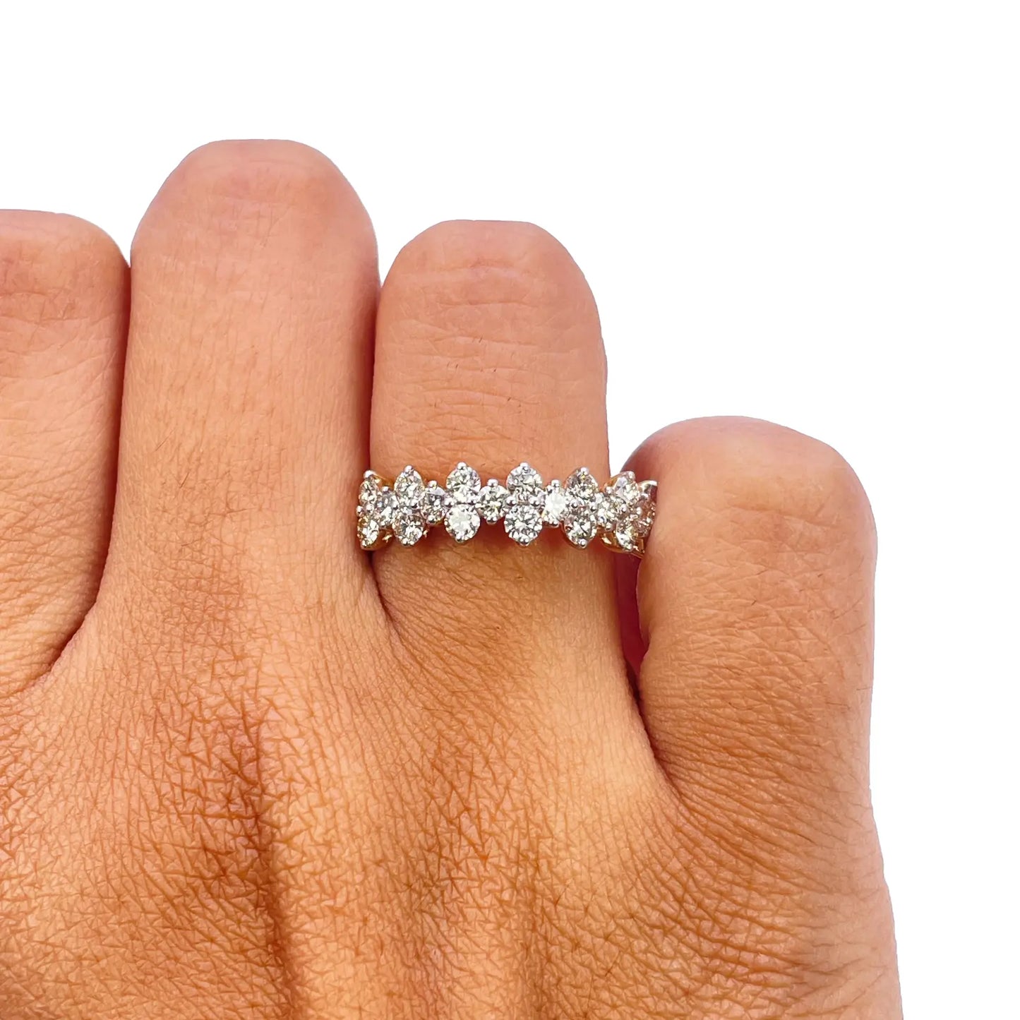 18ct Yellow Gold Prong Diamond Half Eternity Band 1.04ct 