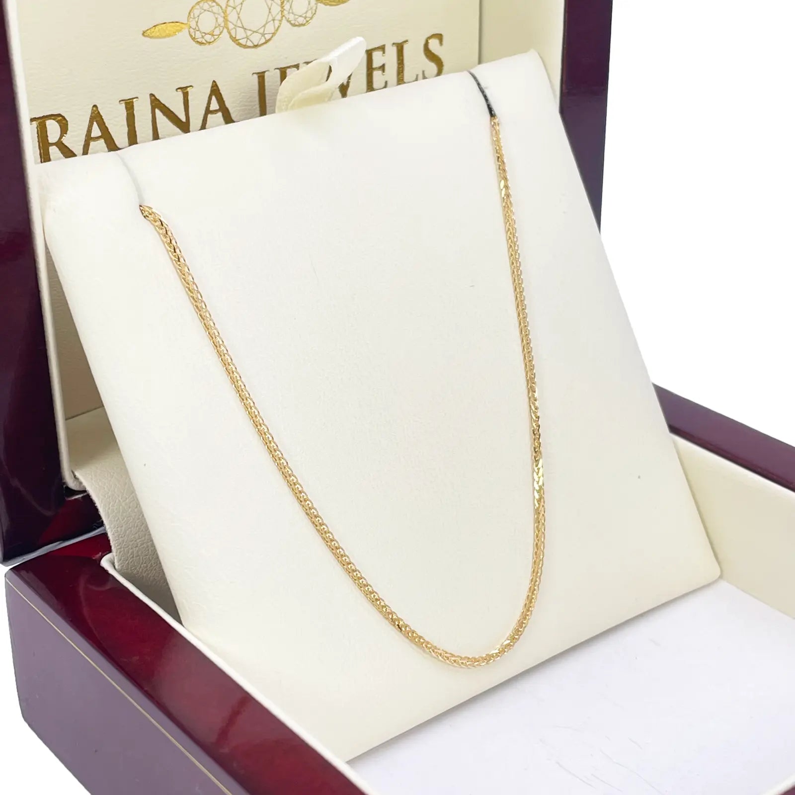 18ct Yellow Gold Spiga/Wheat Chain Necklace 18'' inch 0.8mm Width 