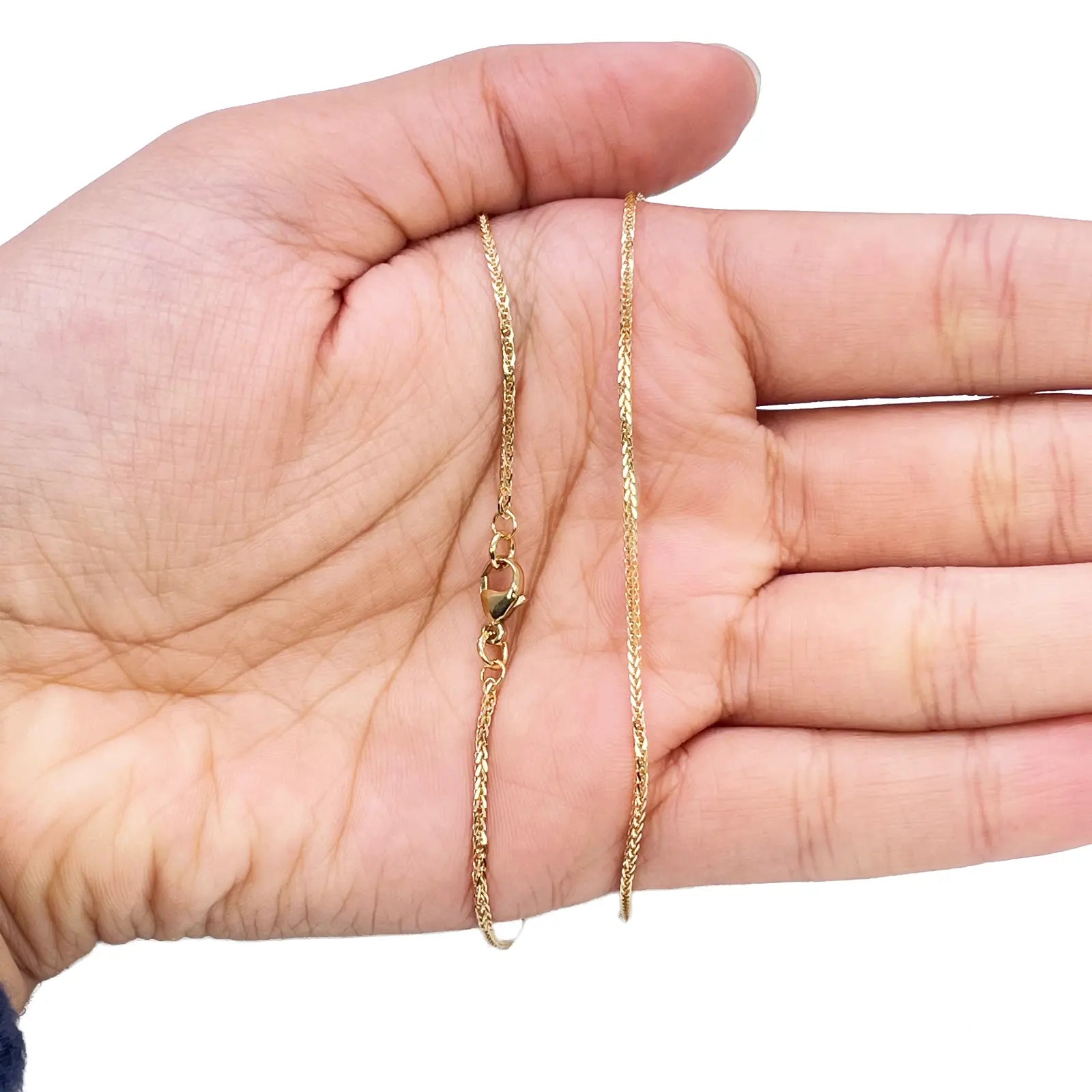 18ct Yellow Gold Spiga/Wheat Chain Necklace 18'' inch 0.8mm Width 