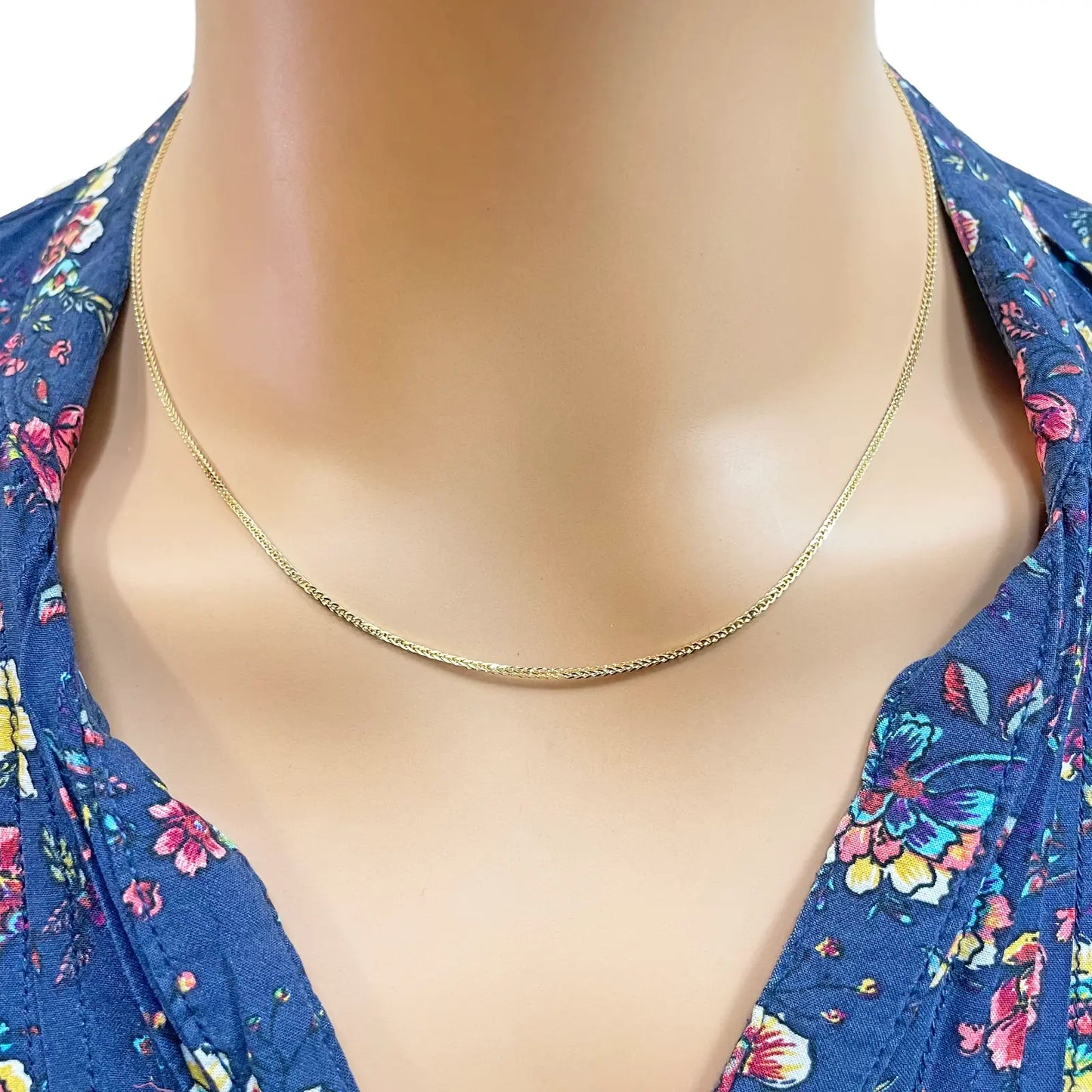 18ct Yellow Gold Spiga/Wheat Chain Necklace 18'' inch 0.8mm Width 