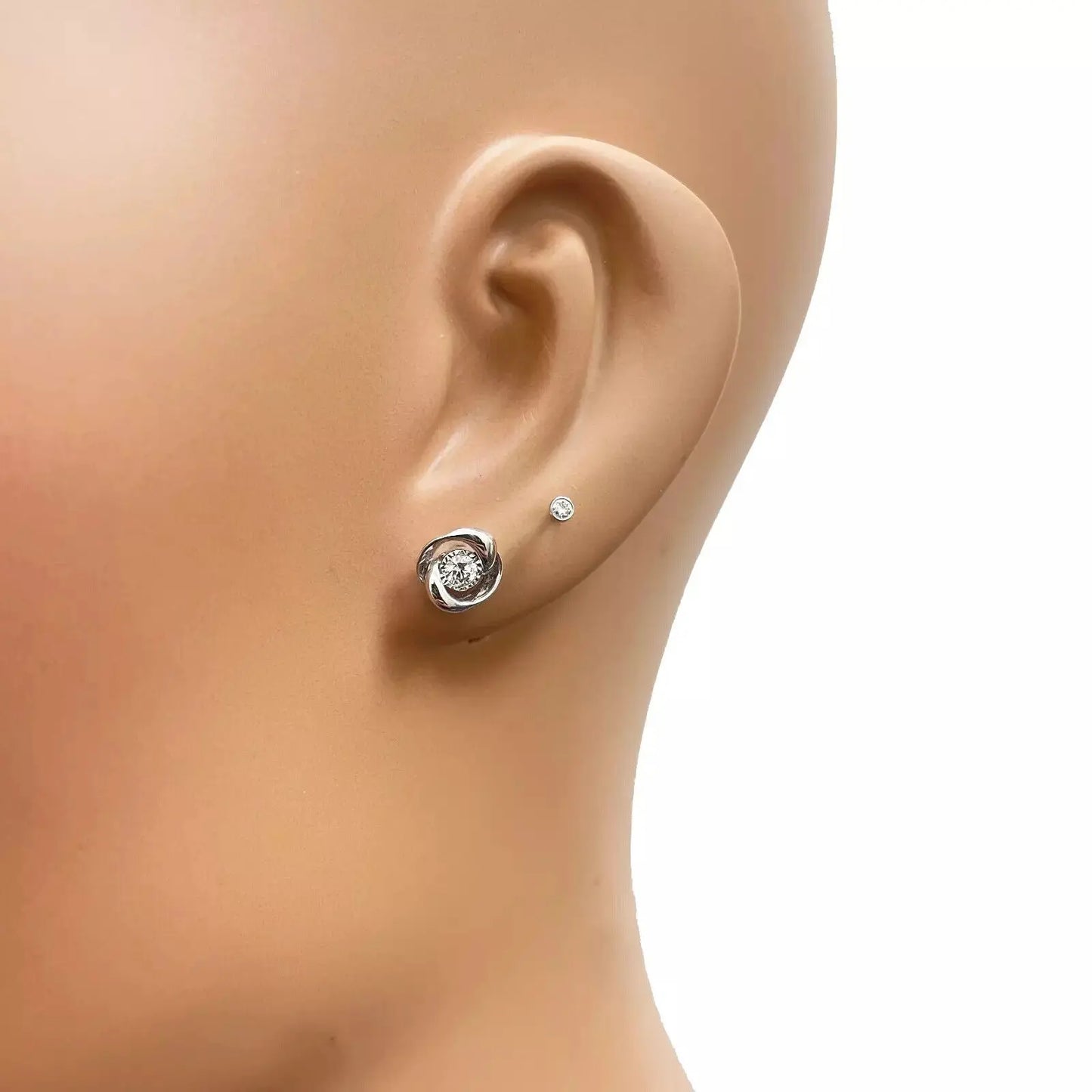 18ct Yellow & White Gold Diamond Bezel Nose Stud Pin 0.02ct 