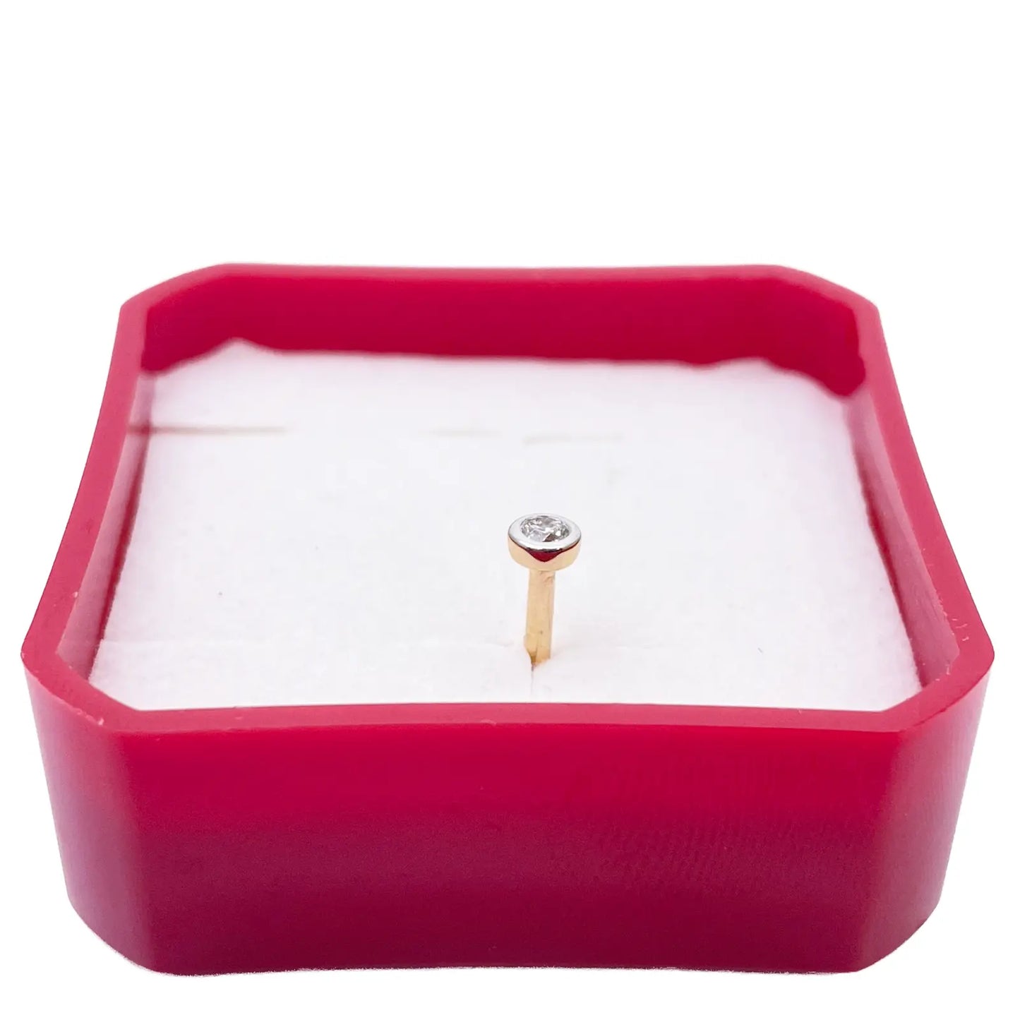 18ct Yellow & White Gold Diamond Bezel Nose Stud Pin 0.05ct 