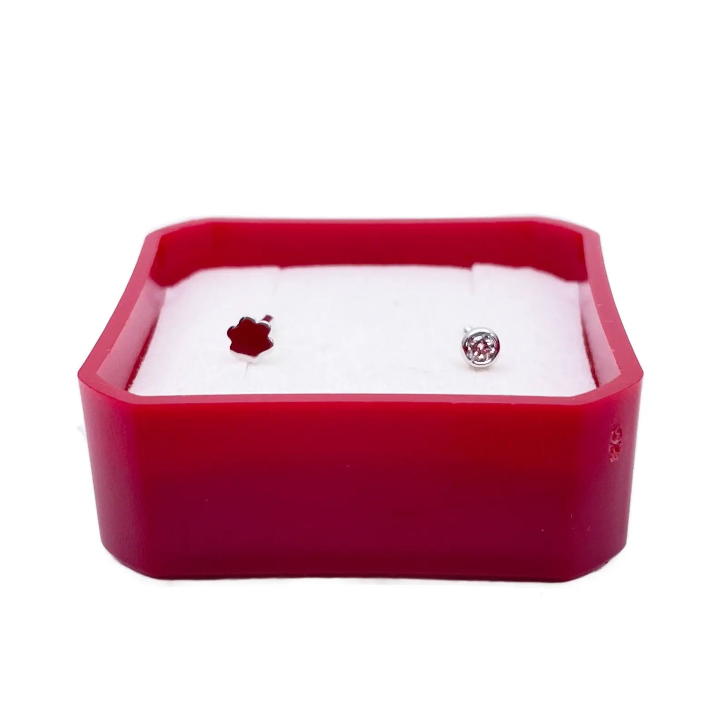 18ct Yellow & White Gold Diamond Bezel Nose Stud Pin 0.05ct 