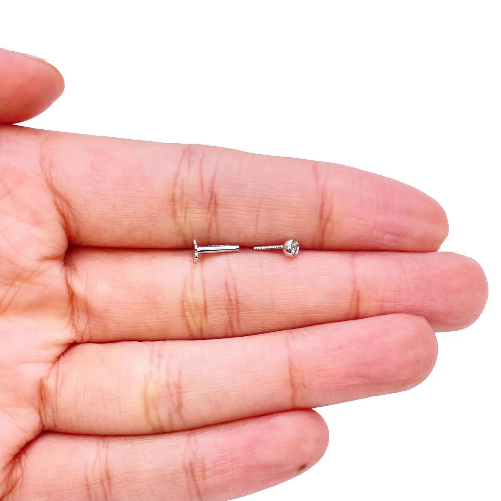 18ct Yellow & White Gold Diamond Bezel Nose Stud Pin 0.05ct 
