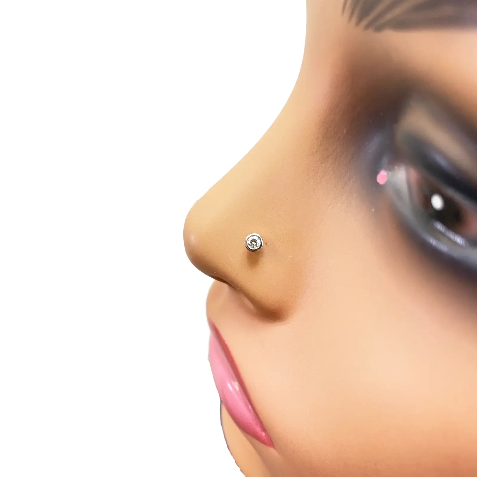 18ct Yellow & White Gold Diamond Bezel Nose Stud Pin 0.05ct 