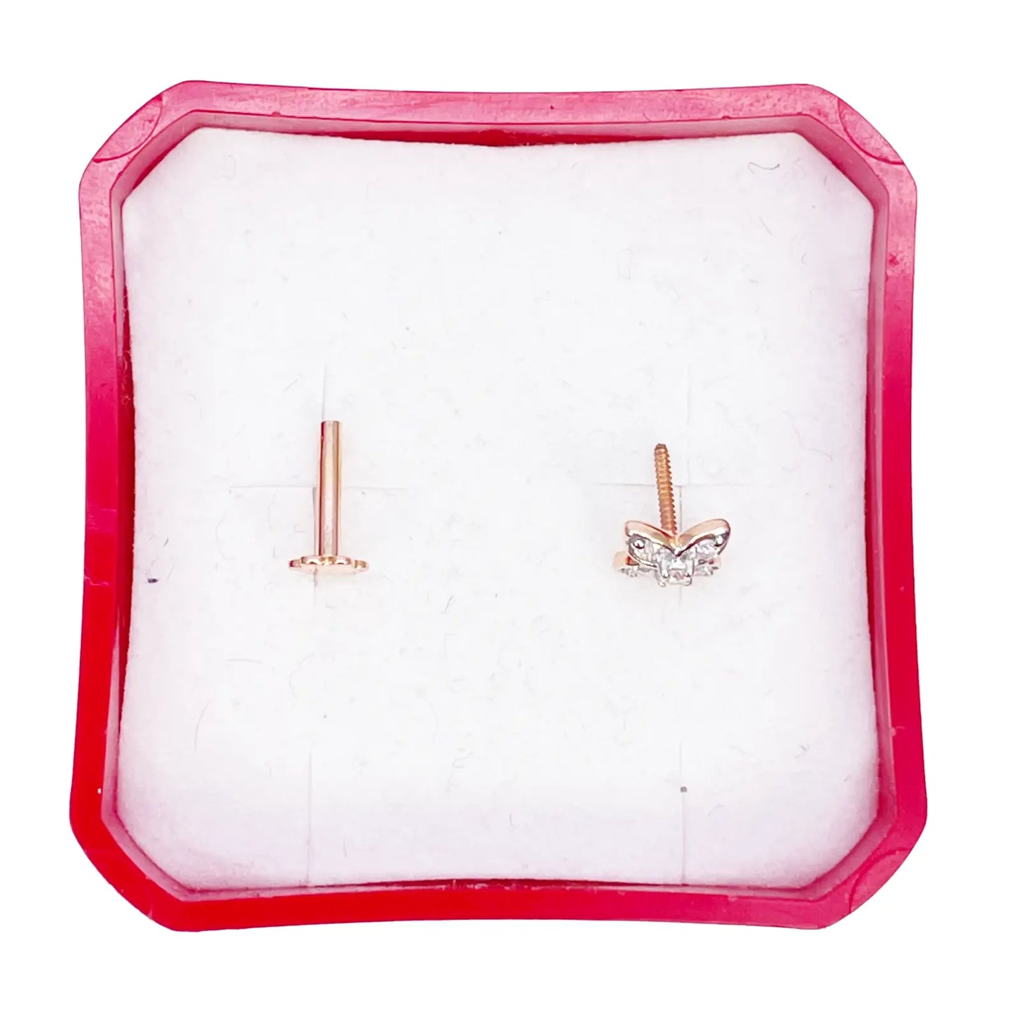 18ct Yellow, White or Rose Gold Natural Round Diamond Five Stone Flower Nose Stud 0.07ct 