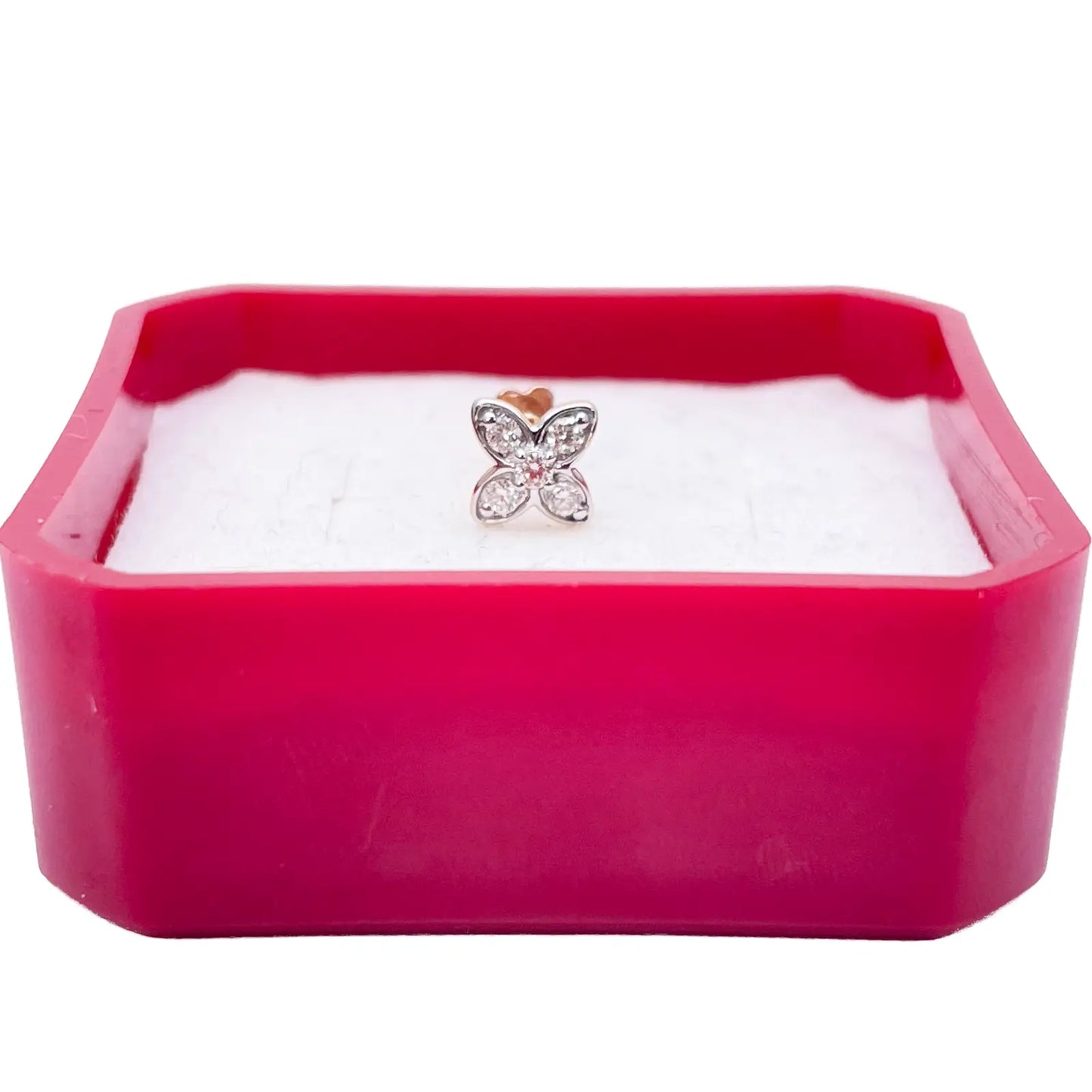 18ct Yellow, White or Rose Gold Natural Round Diamond Five Stone Flower Nose Stud 0.07ct 